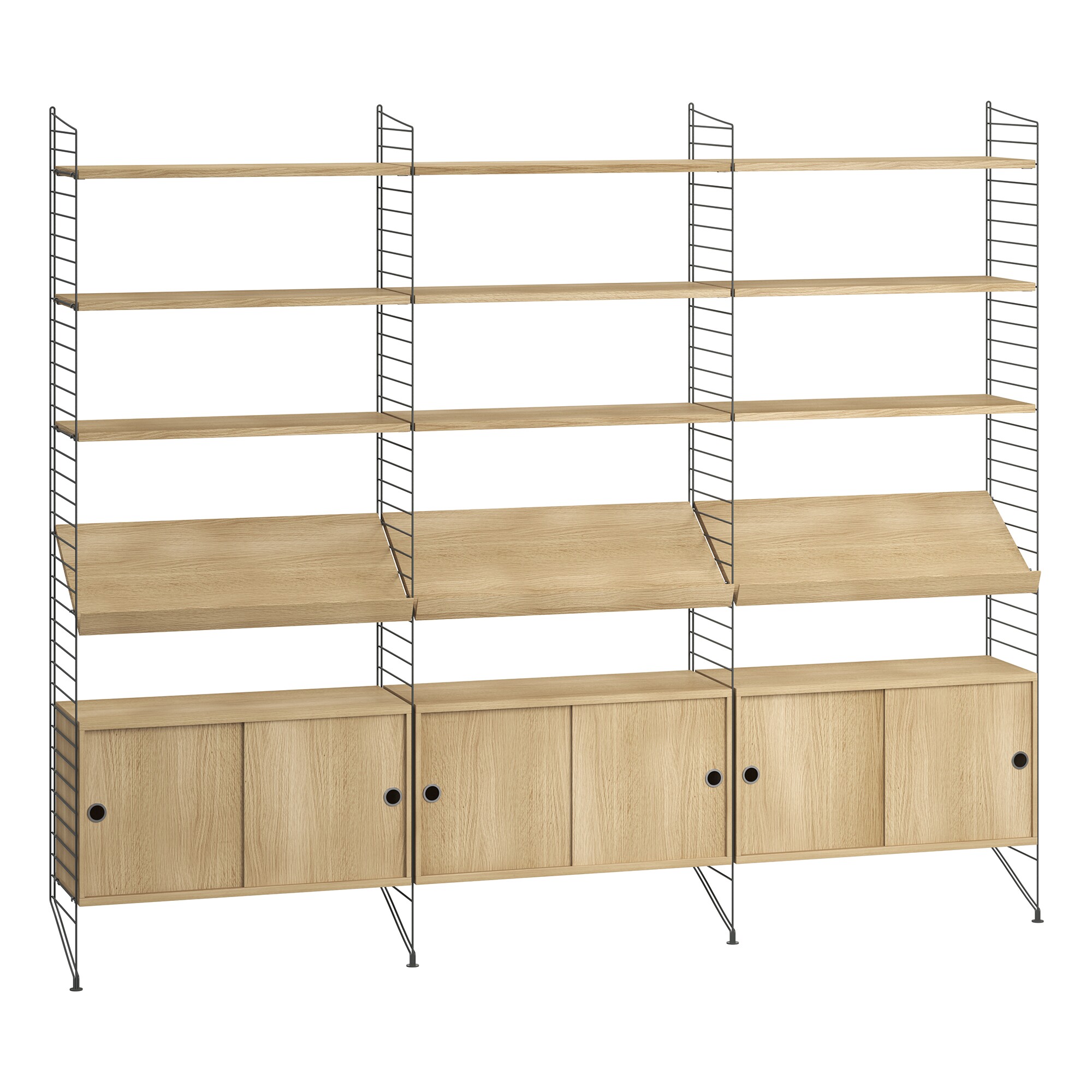 Shelf with 3 Cabinets and Magazine Racks 242 x 200 x 30cm