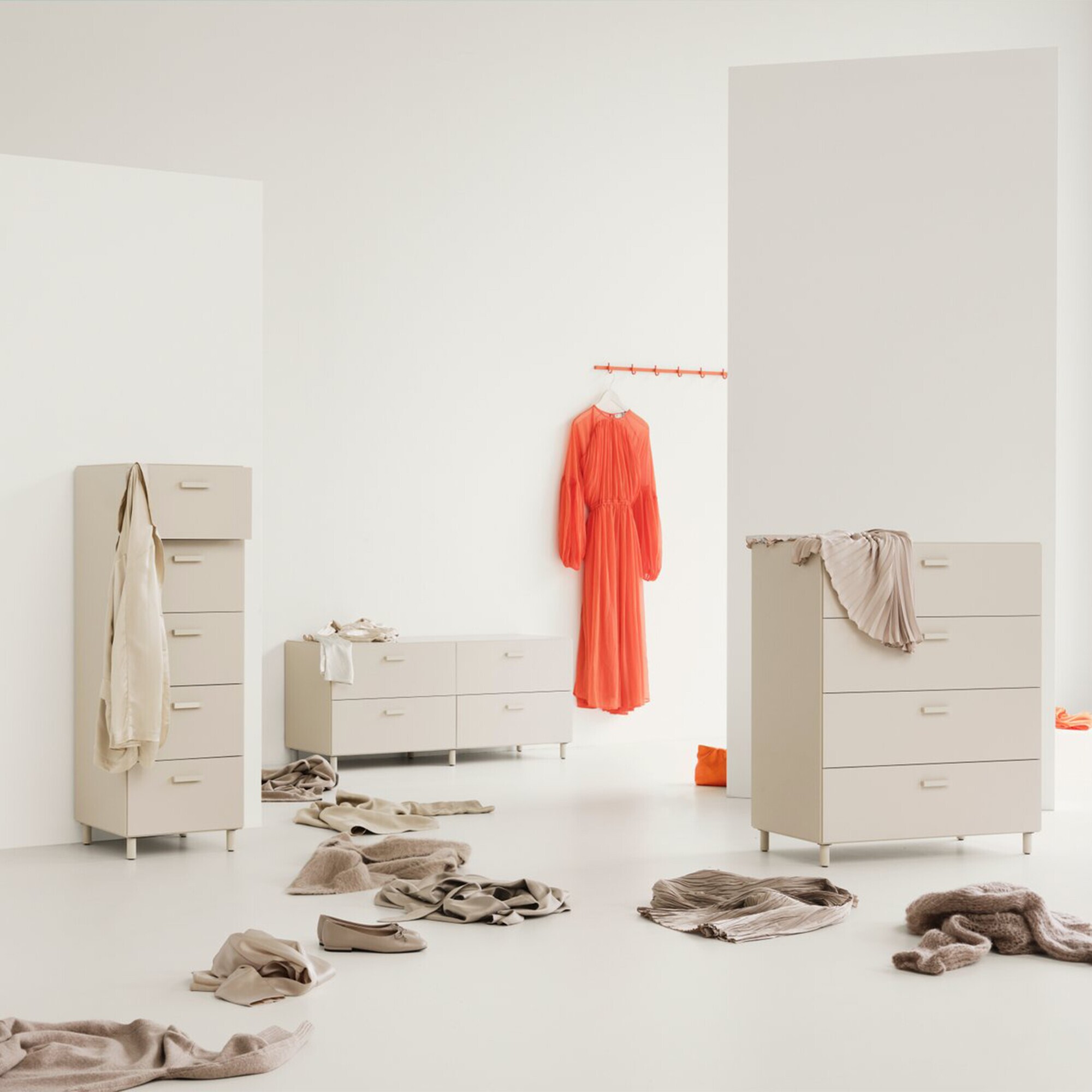 Relief Chest of Drawers Low with Legs 123x46.6cm