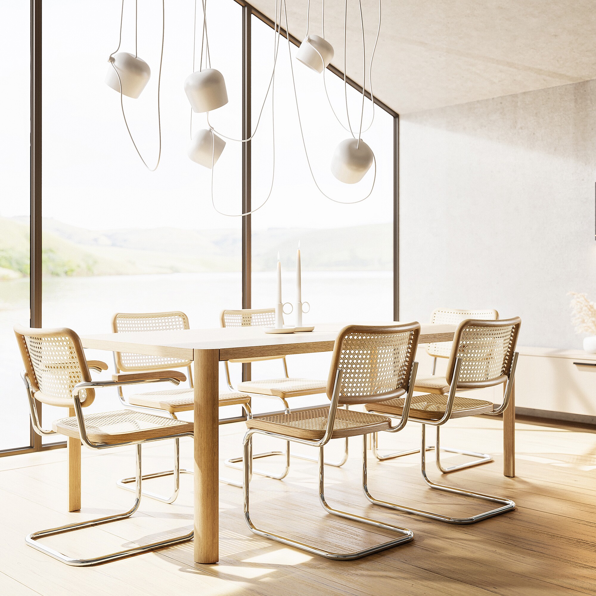 S 64 V Cantilever Armchair with Wickerwork