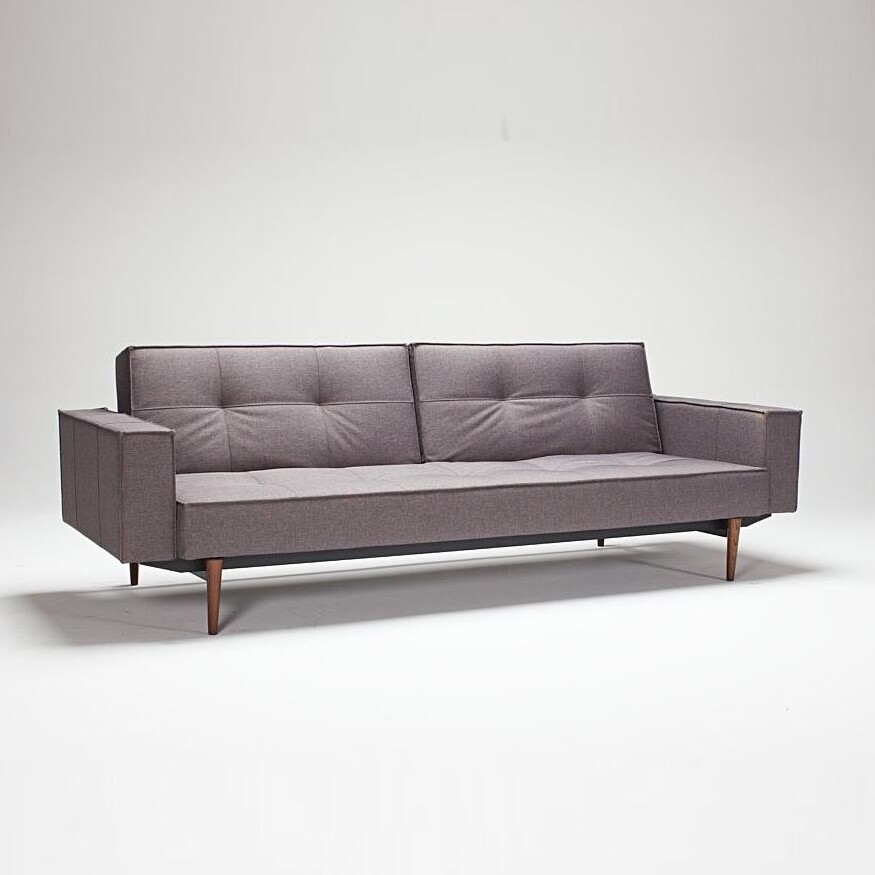 Splitback Styletto Sofa Bed With Armrests Dark Wood