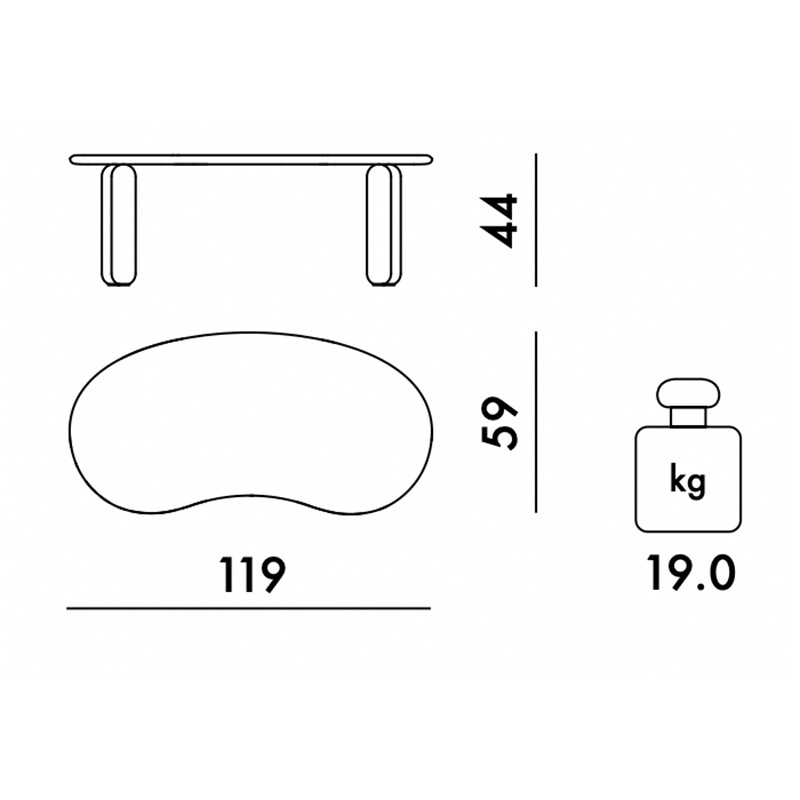 Undique Mas Side Table 119x59x44cm