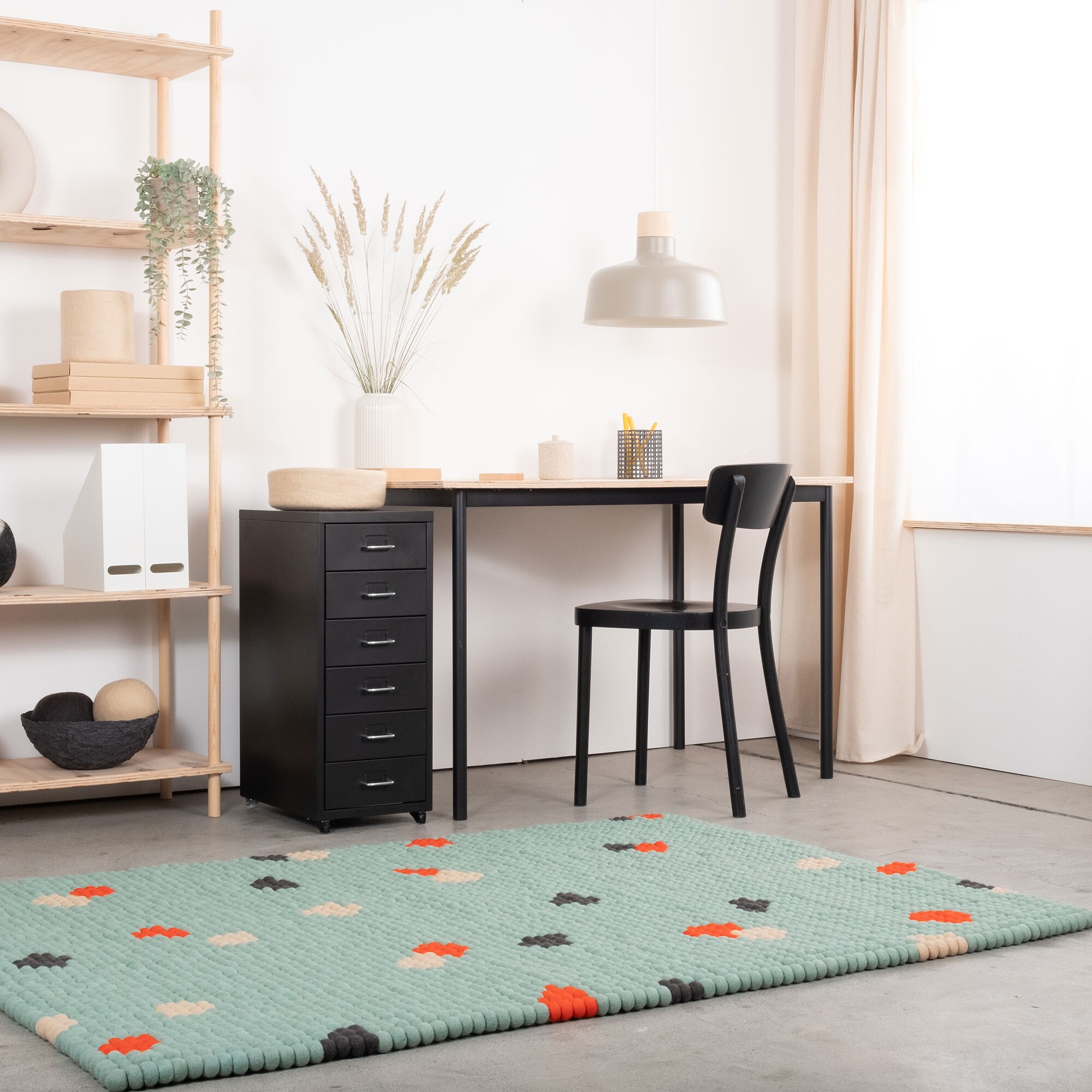 Terra Ocean Felt Ball Rug rectangular