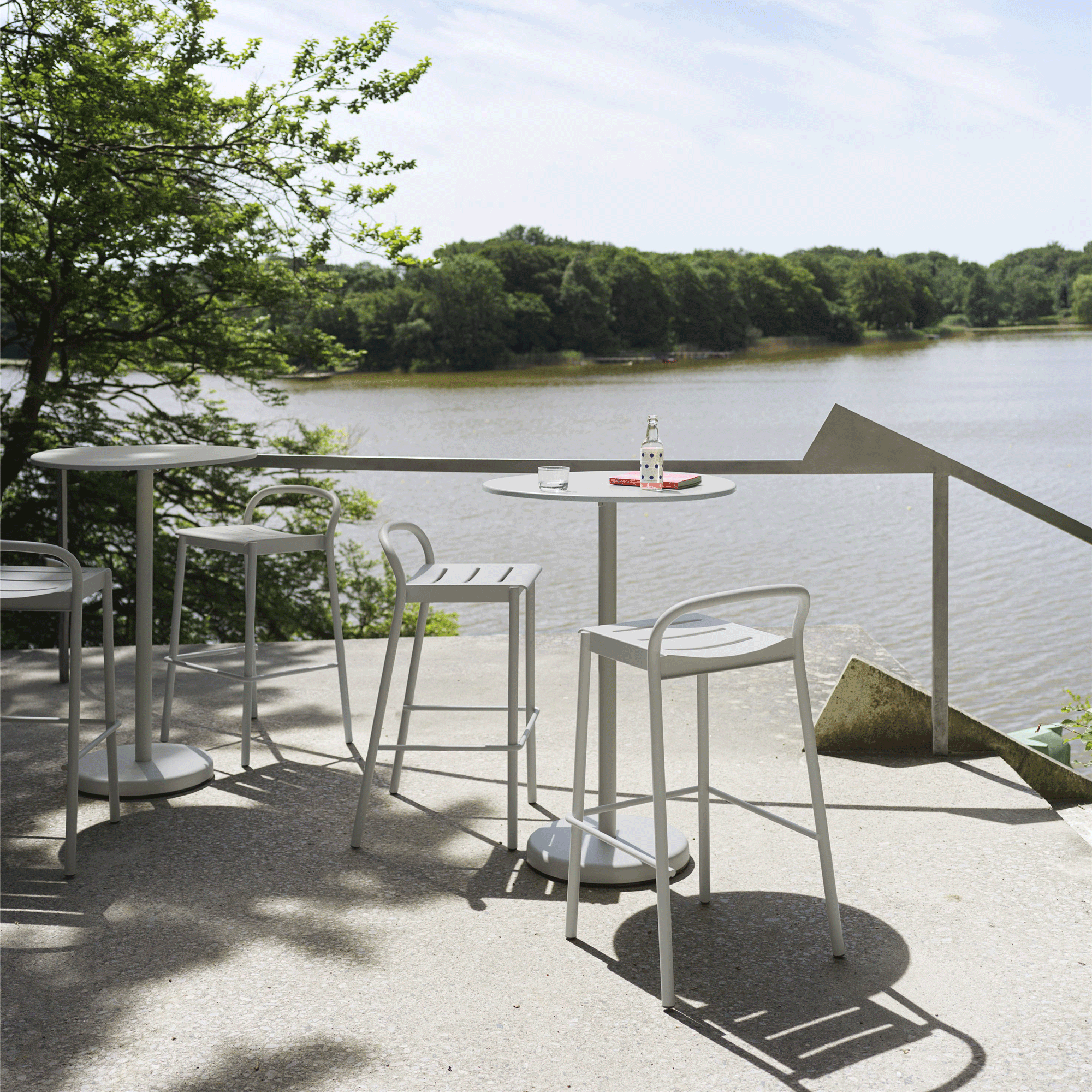 Linear Steel Outdoor Bar Stool H 75cm