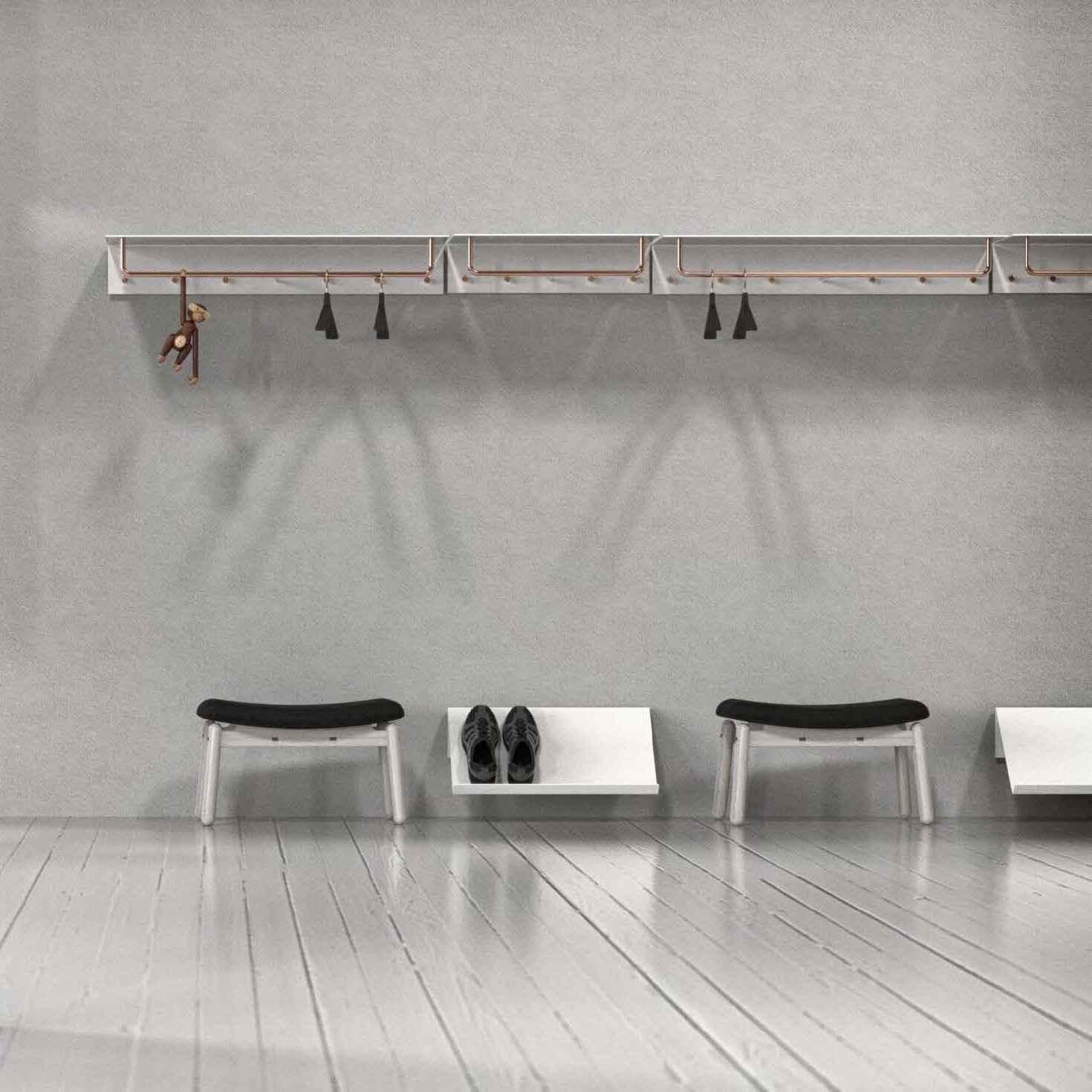 Unu Wall Coat Rack With 6 Hooks & Bar