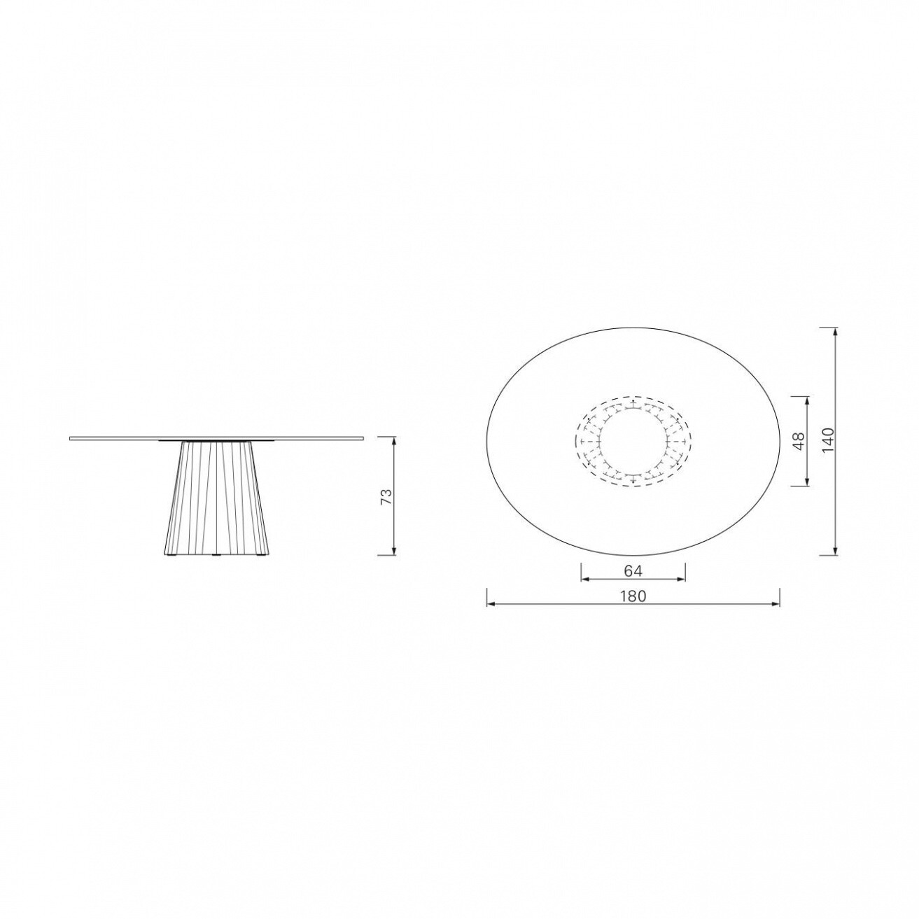 Pli Dining Table Table Top Lacquered