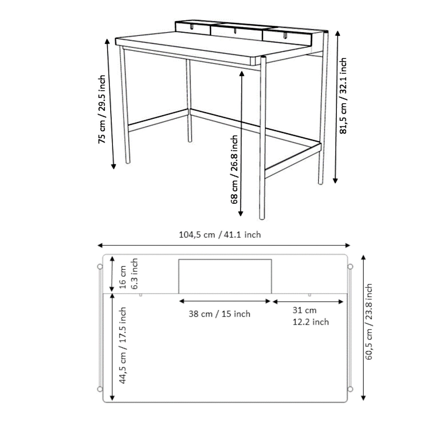 PS 20 Desk Top 104.5x60.5x81.5cm