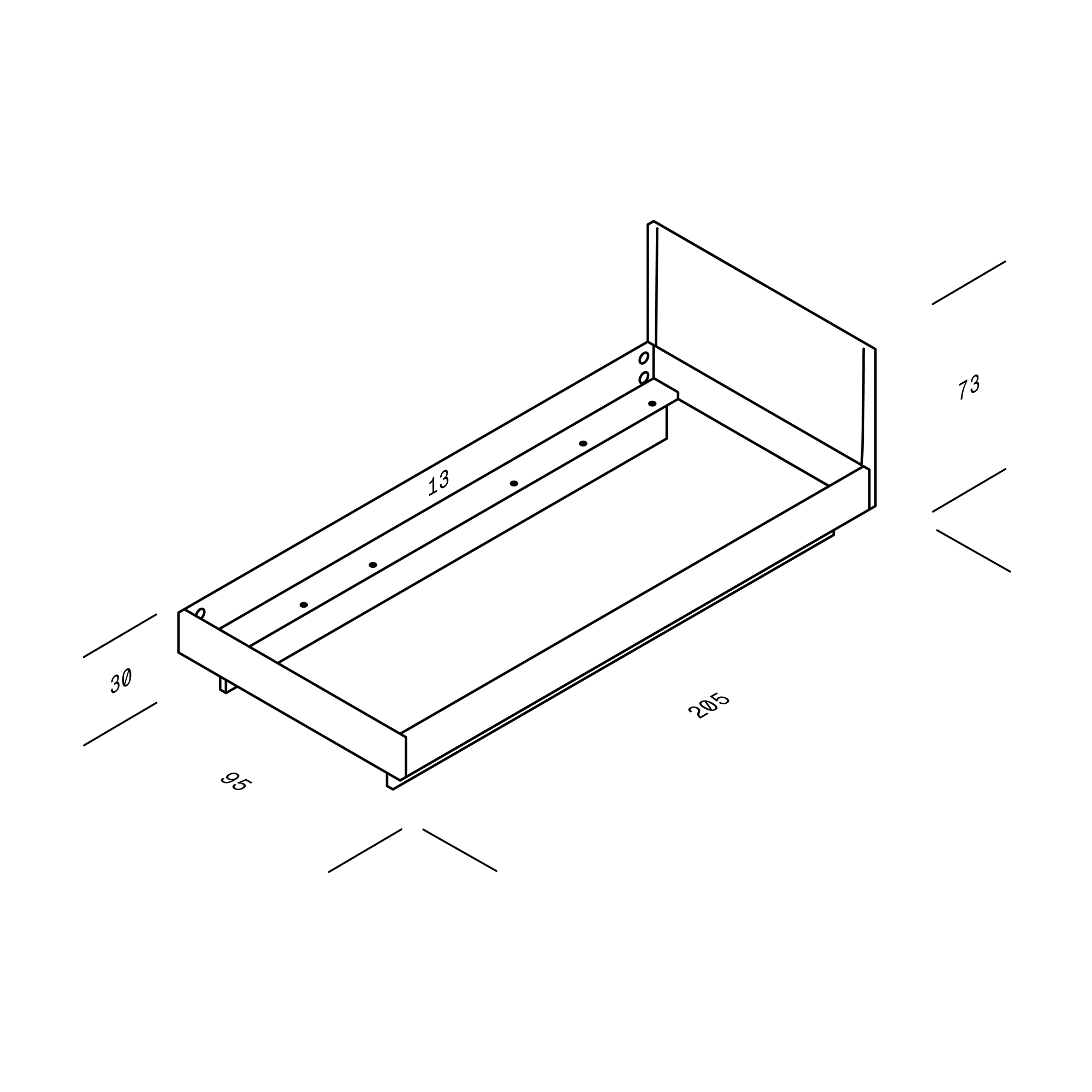 Zians XSmall Single Bed 90x200cm with Headboard and Continuous Leg