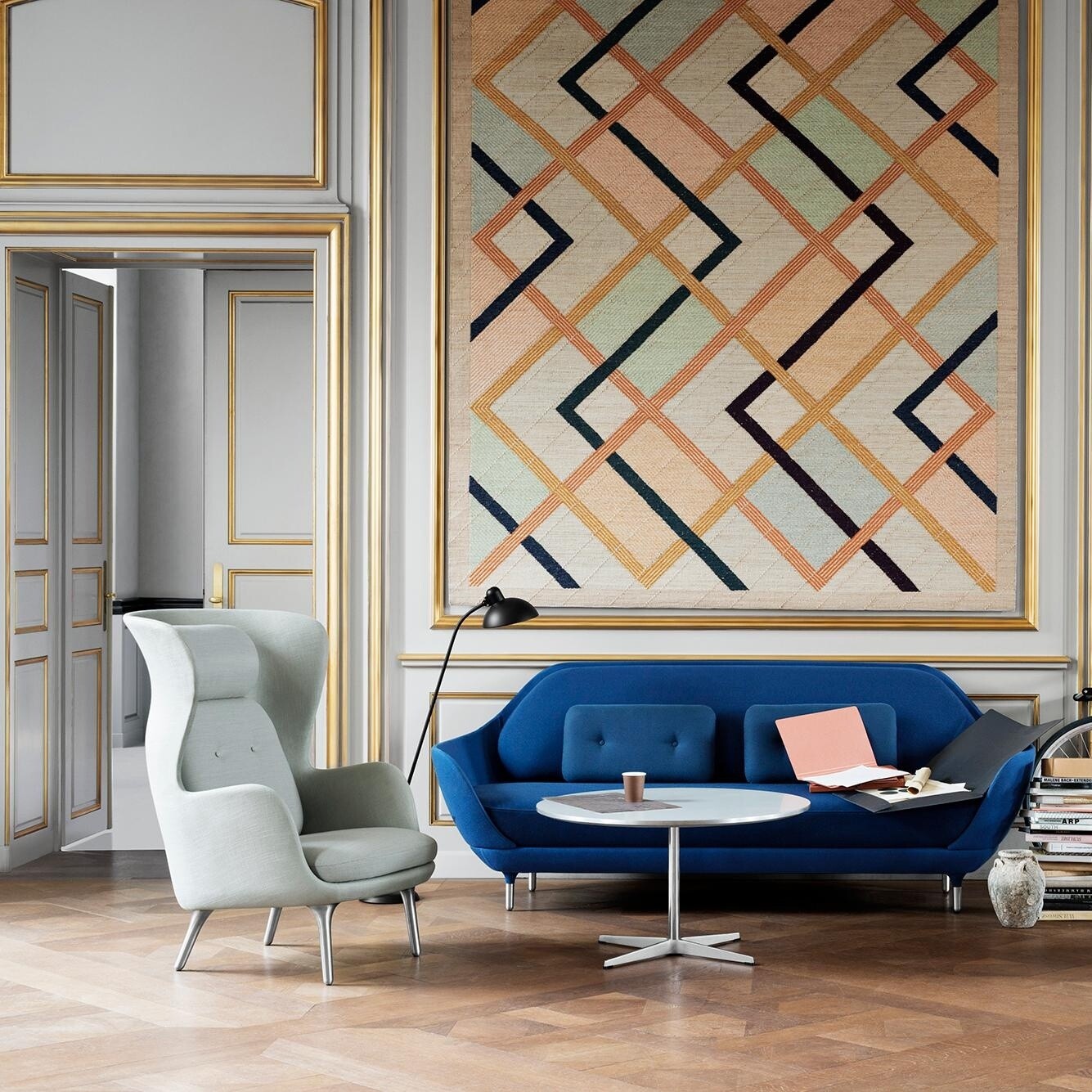 Ro™ JH1 Wingback Fabric Chair Aluminum Feet