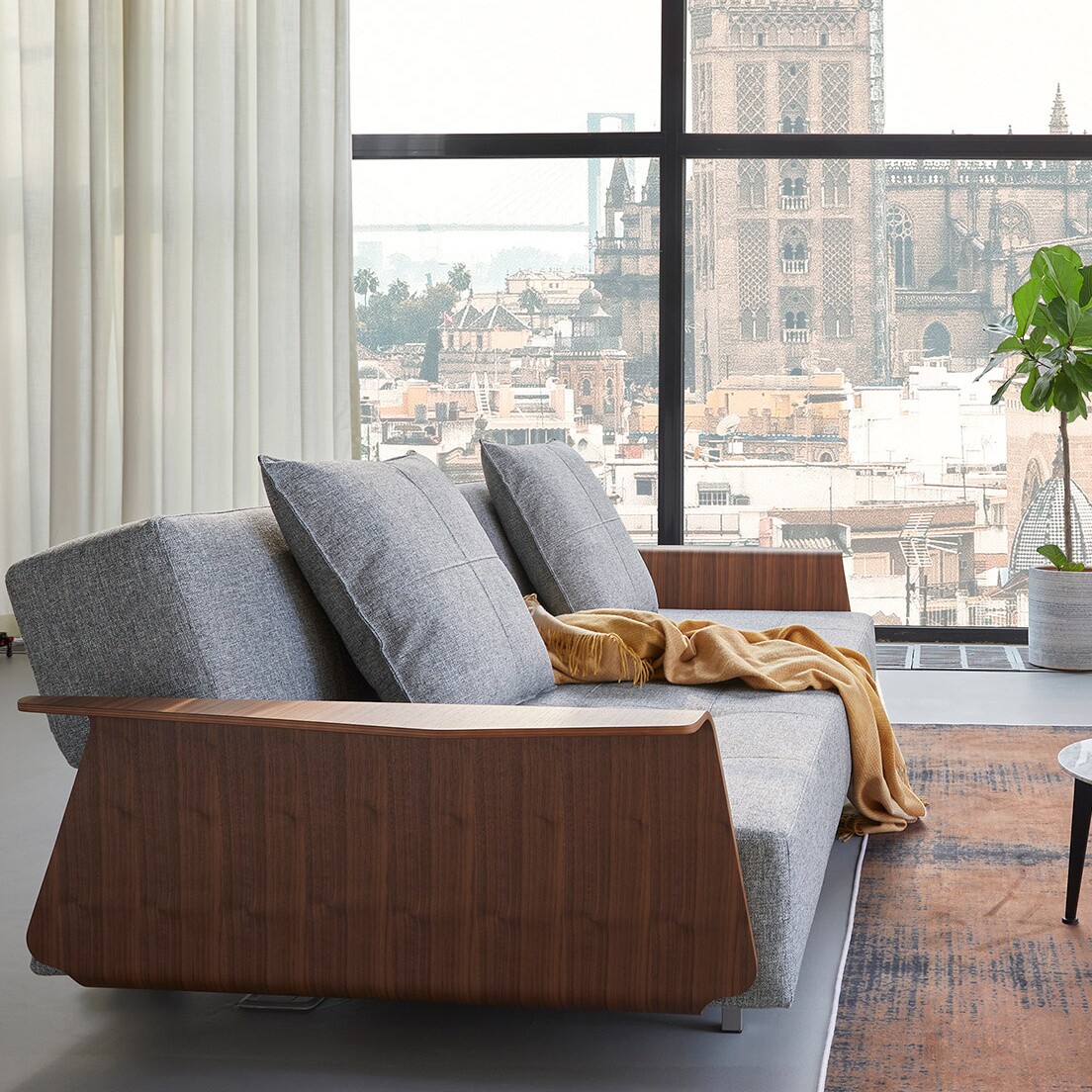 Long Horn Deluxe Excess Sofa Bed with Armrests 245x114cm