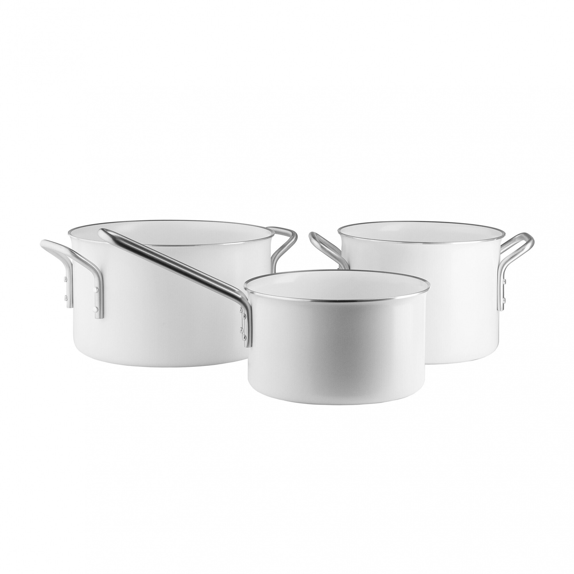 White Line Cooking Pot Set of 3