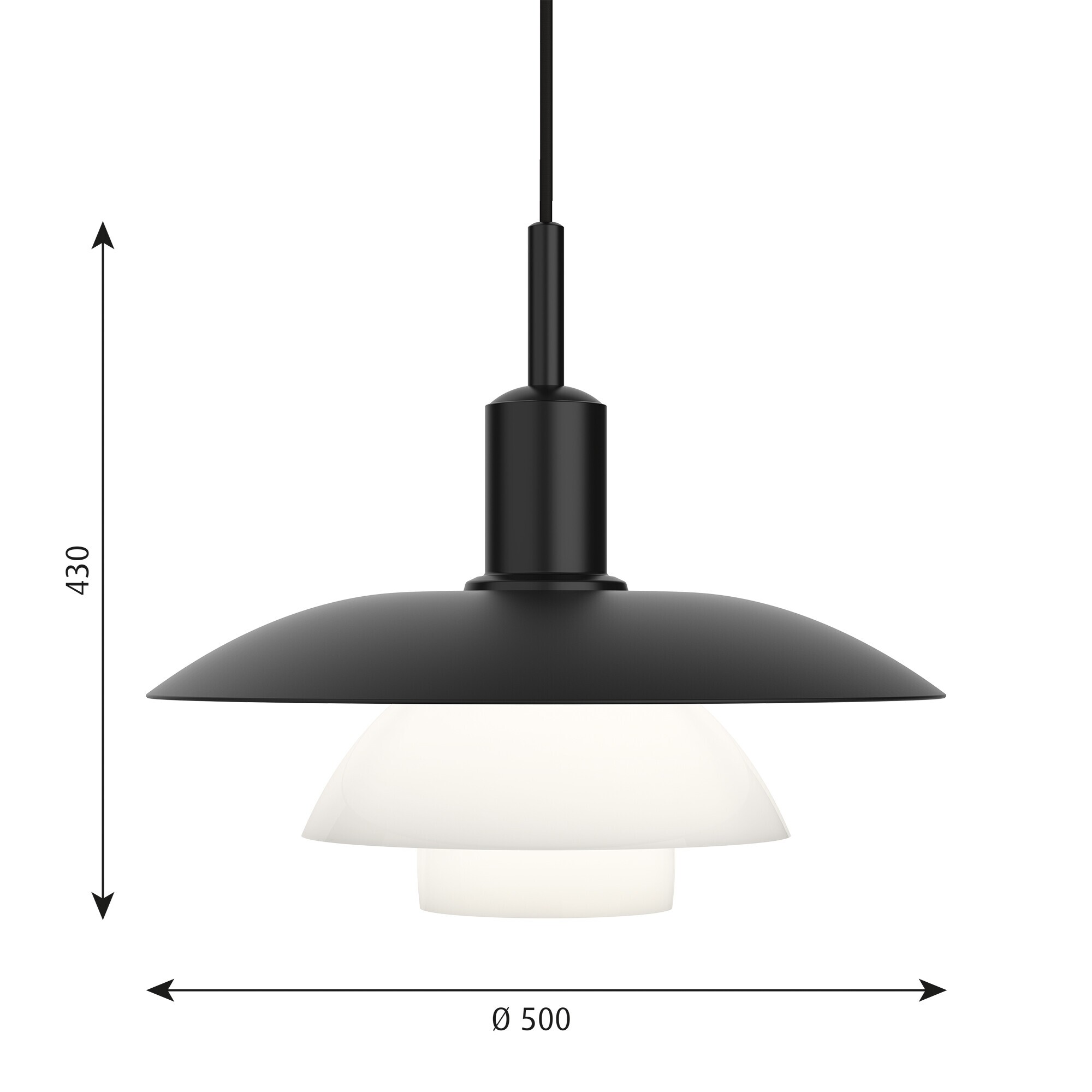 PH 5/5 LED Suspension Lamp Opal Glass and Metal