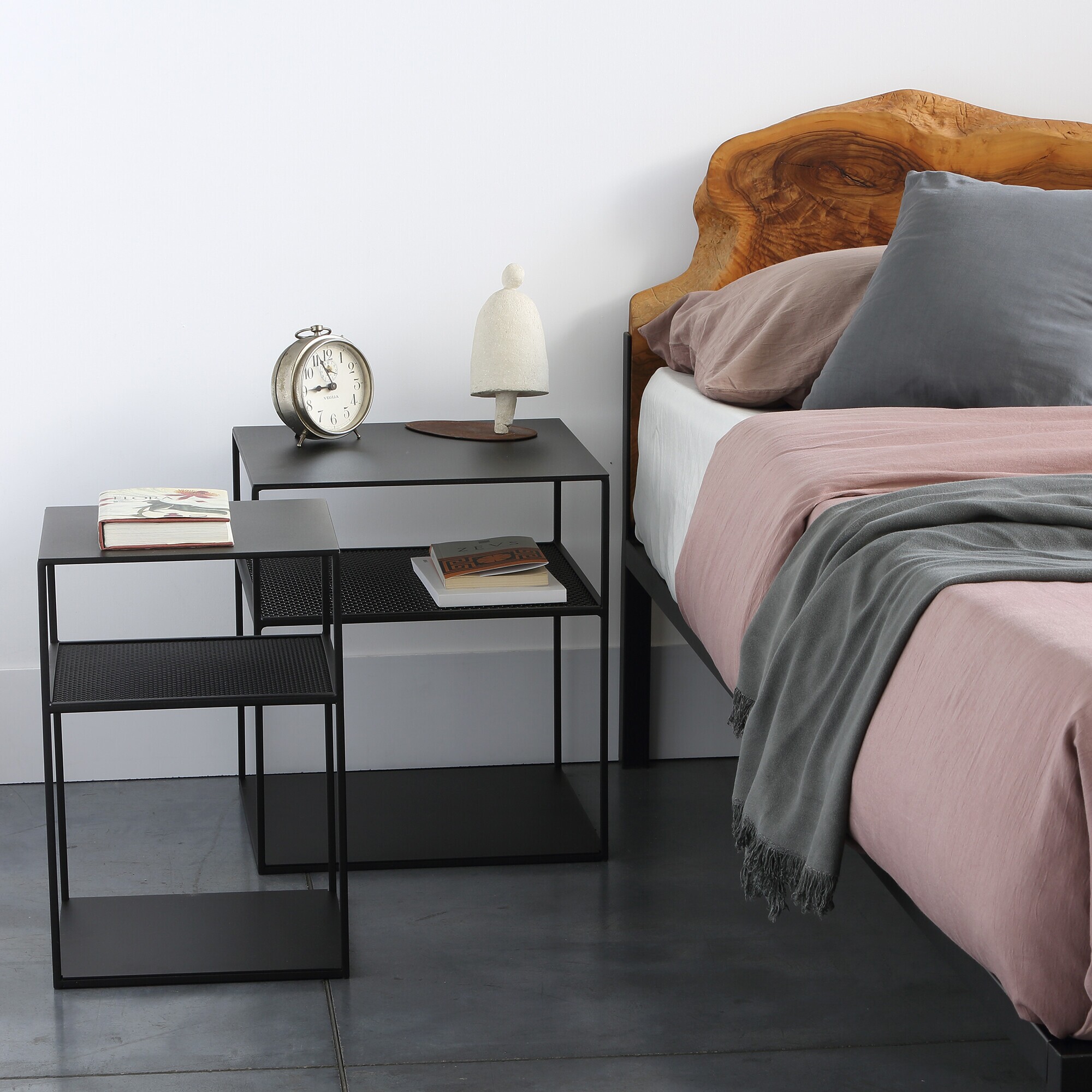 Slim Irony Triplet Side Table 31x31cm with Metal Mesh