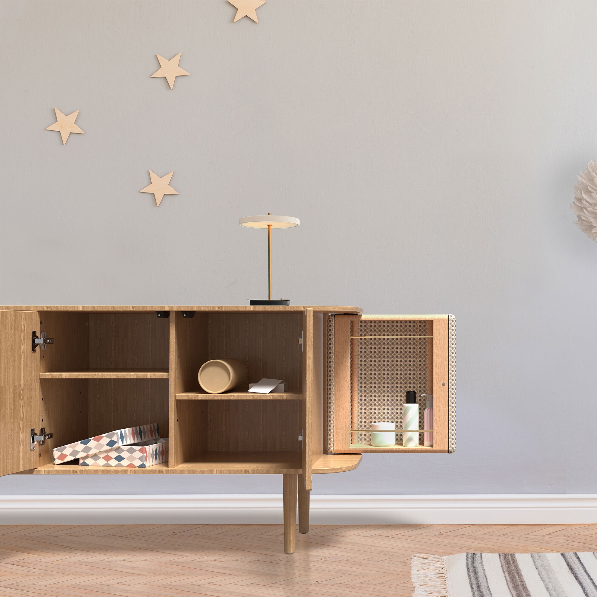 Treasures Sideboard with 2 Doors Viennese Wickerwork