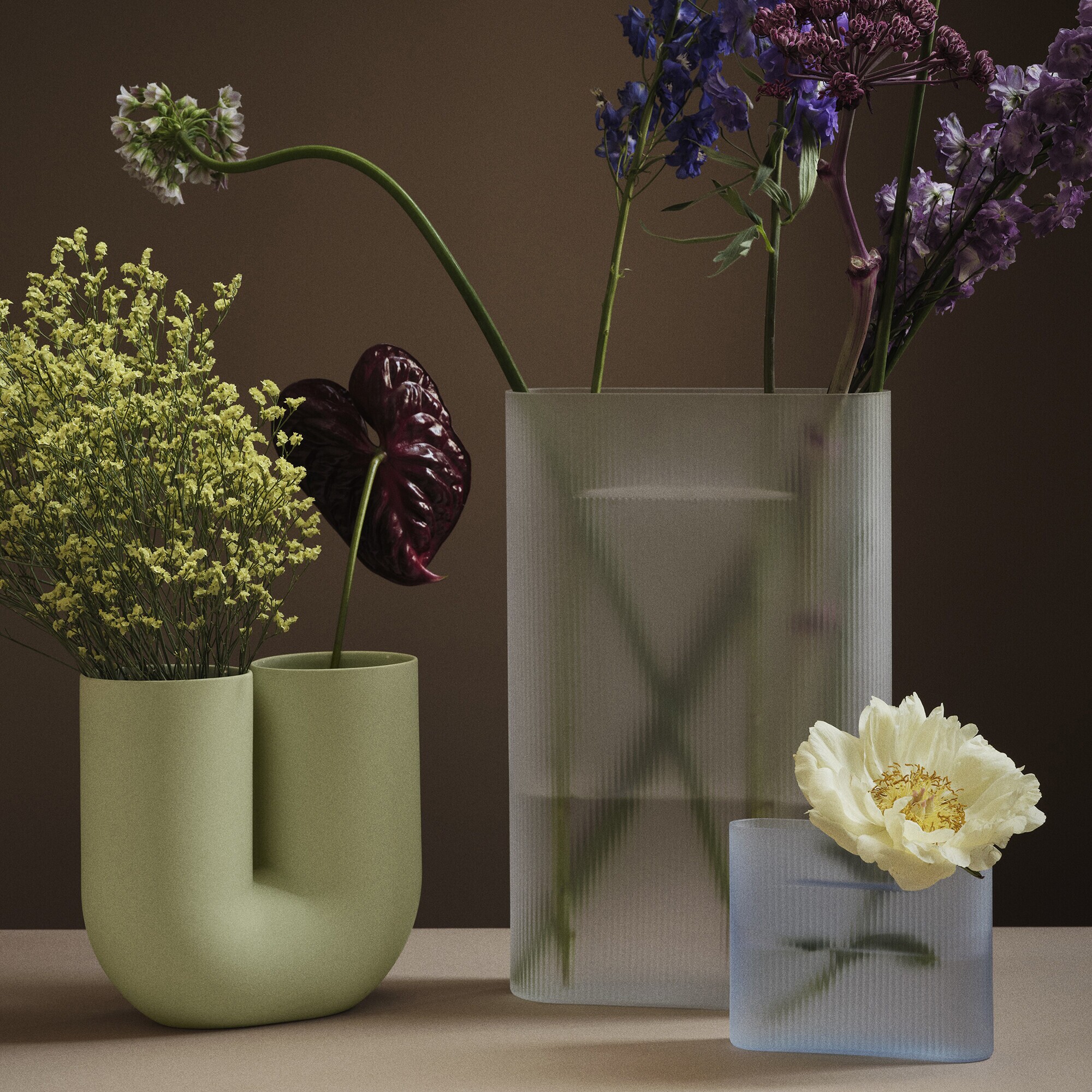 Ridge Vase Glass H 35cm