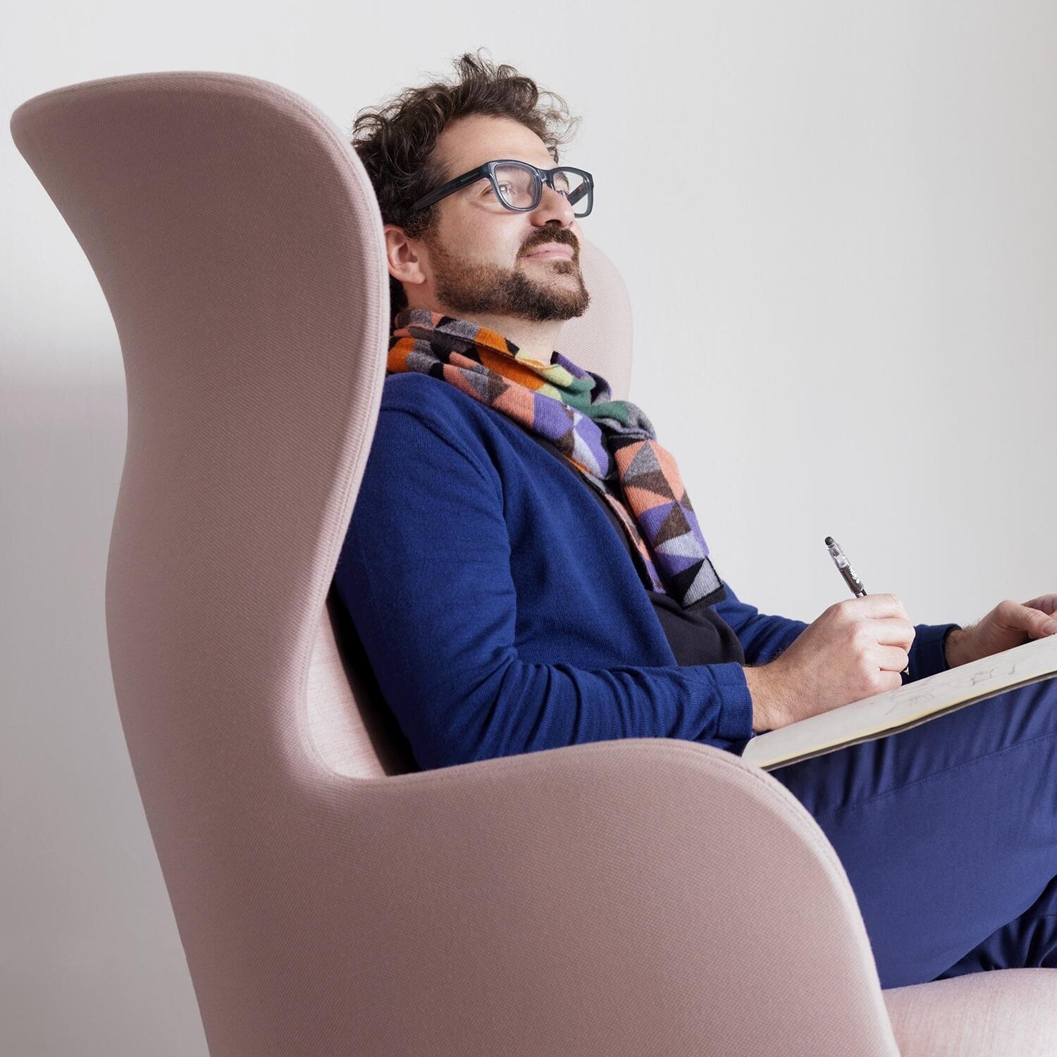 Ro™ JH1 Wingback Fabric Chair Aluminum Feet