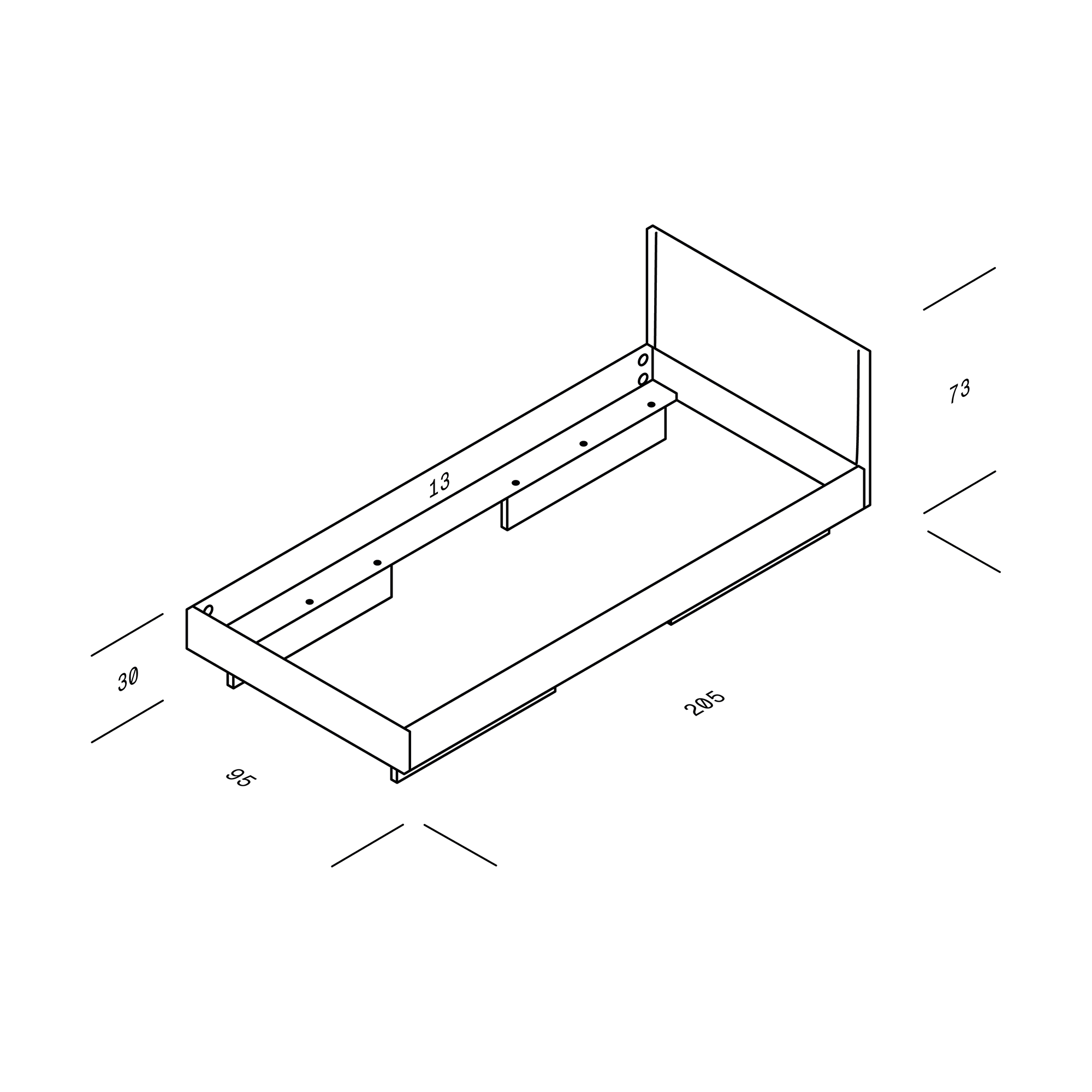 Zians XSmall Single Bed 90x200cm with Headboard