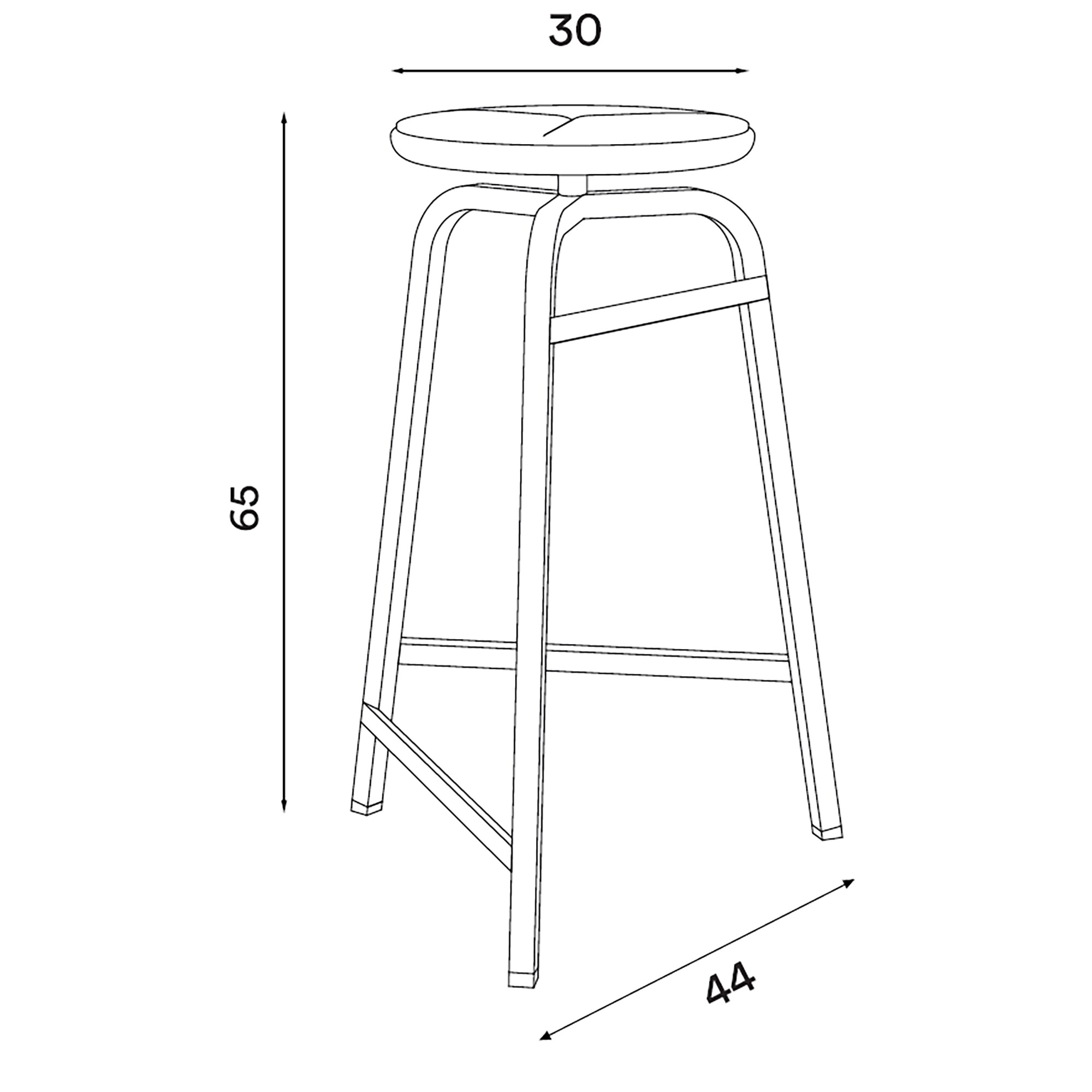 Treble Barstool Seat Surface Oak 65cm