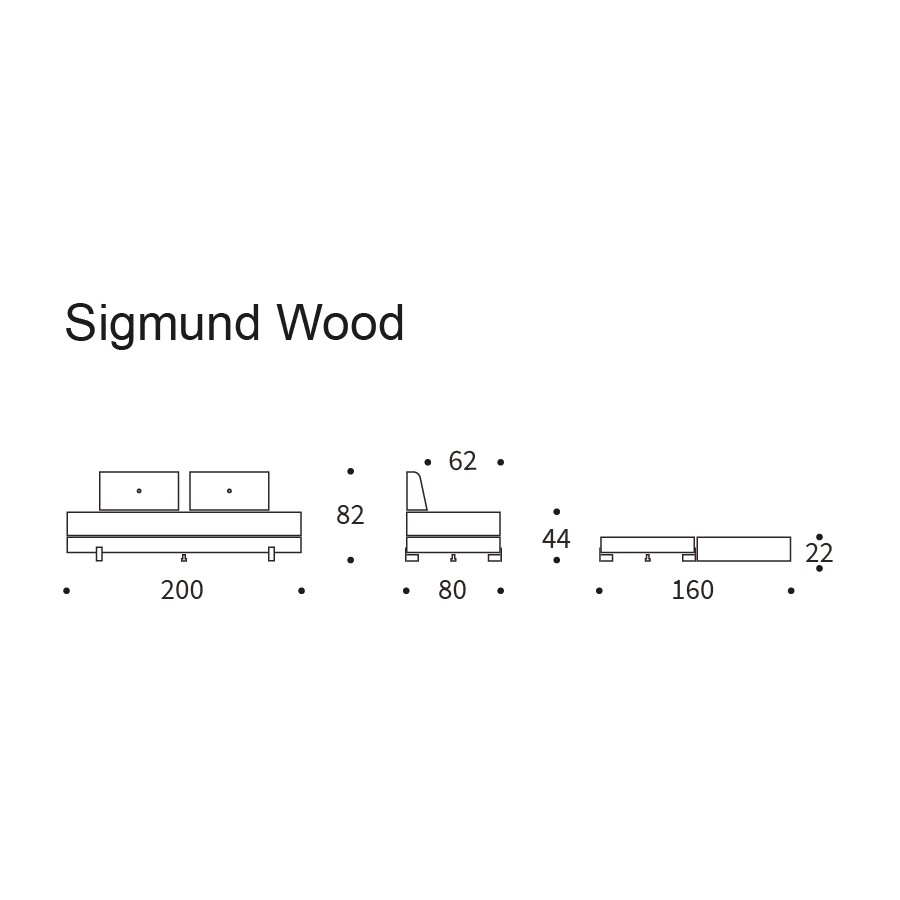 Sigmund Sofa Bed Oak 200x84cm