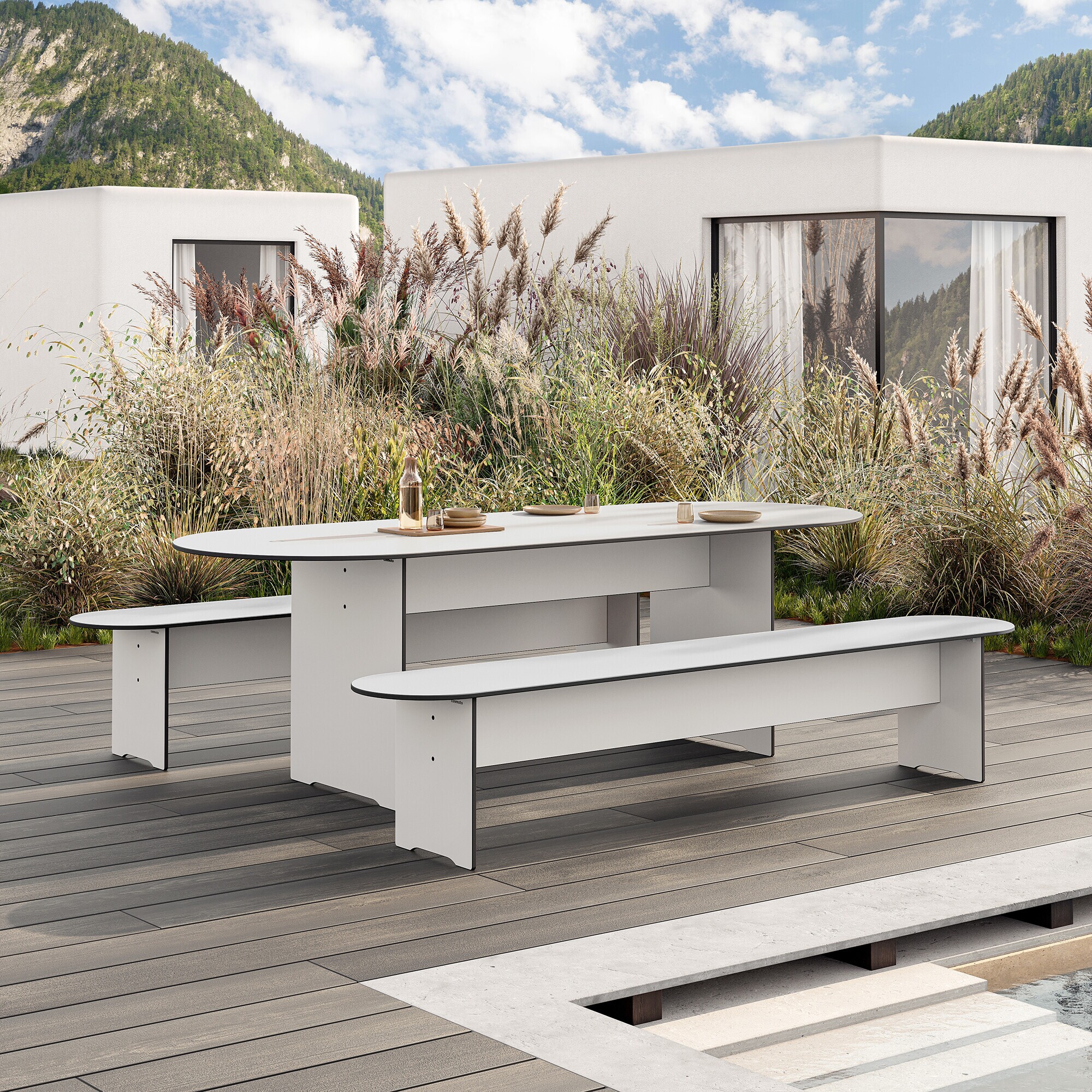 Riva Vario Round Garden Bench XL 230x40cm