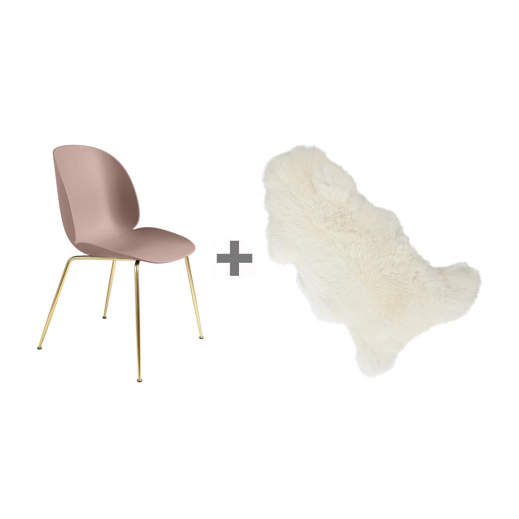 Promotion Set Beetle Dining Chair Brass Base + Fur