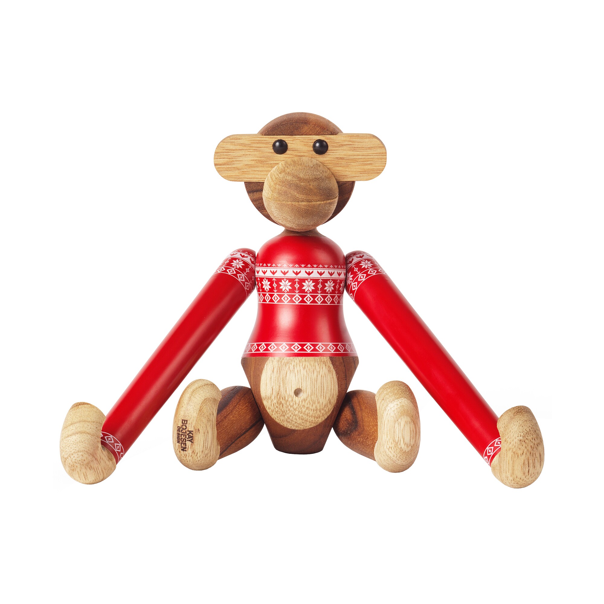 Wooden Figurine Monkey Small  with Christmas Jumper