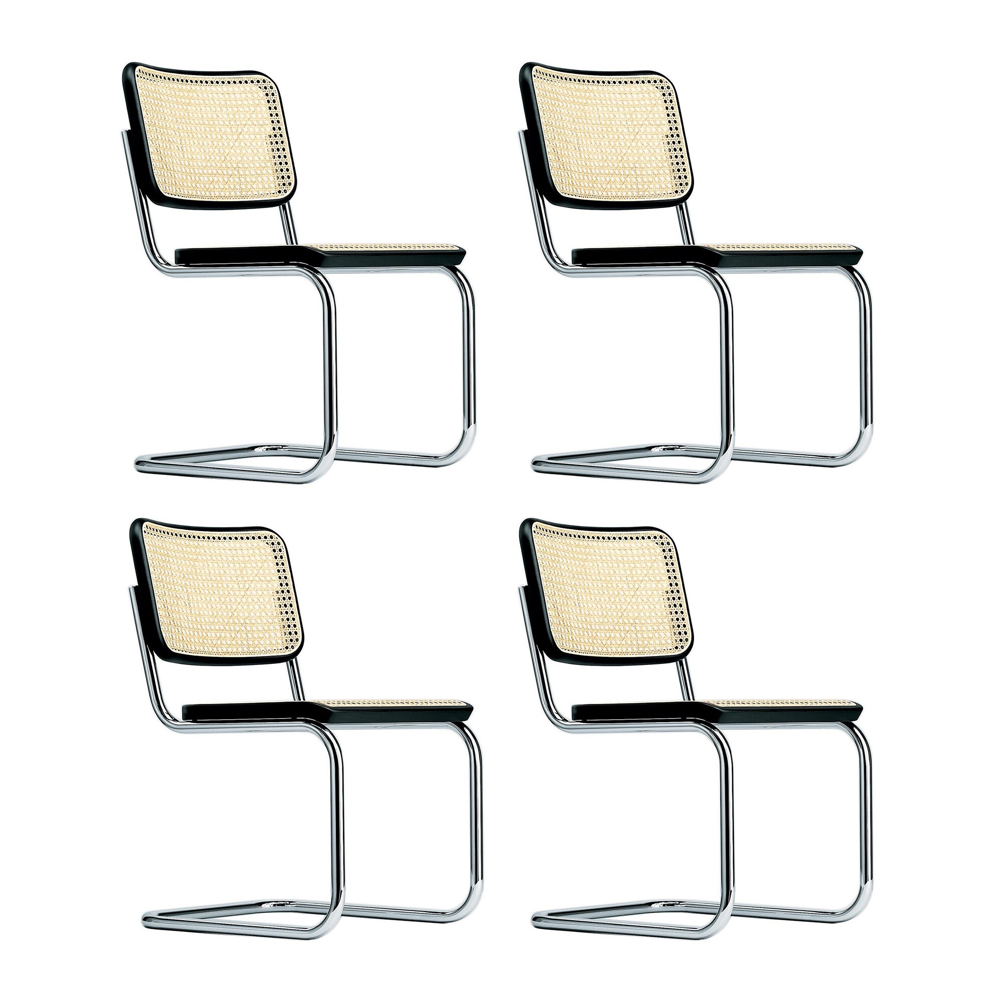 S 32 V Cantilever Chair with Wickerwork Set of 4