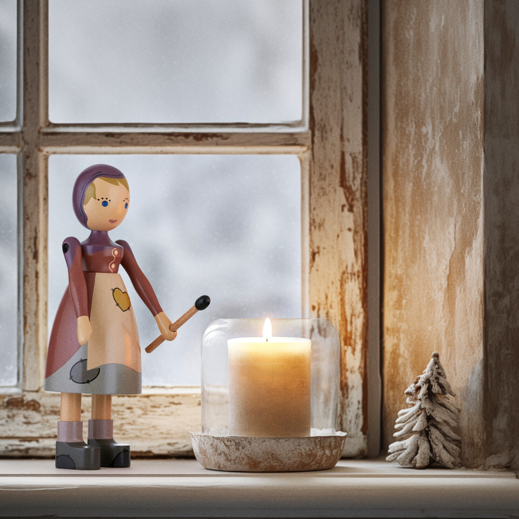 Wooden Figure Girl With Matchstick