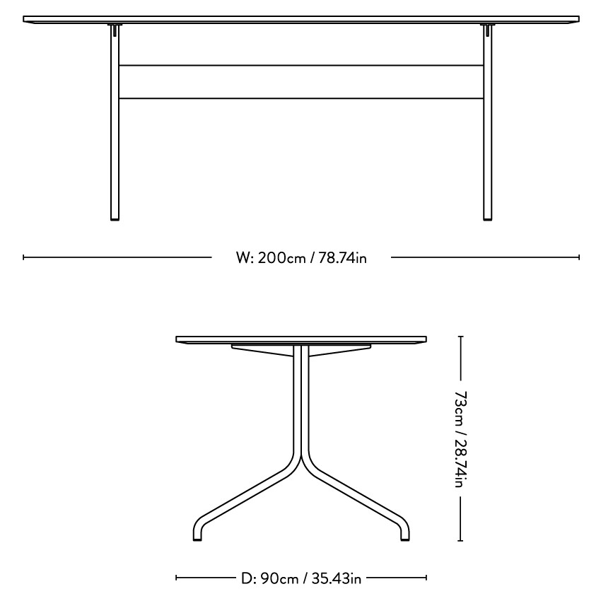 Pavilion AV19 Dining Table 90x200cm Frame Black