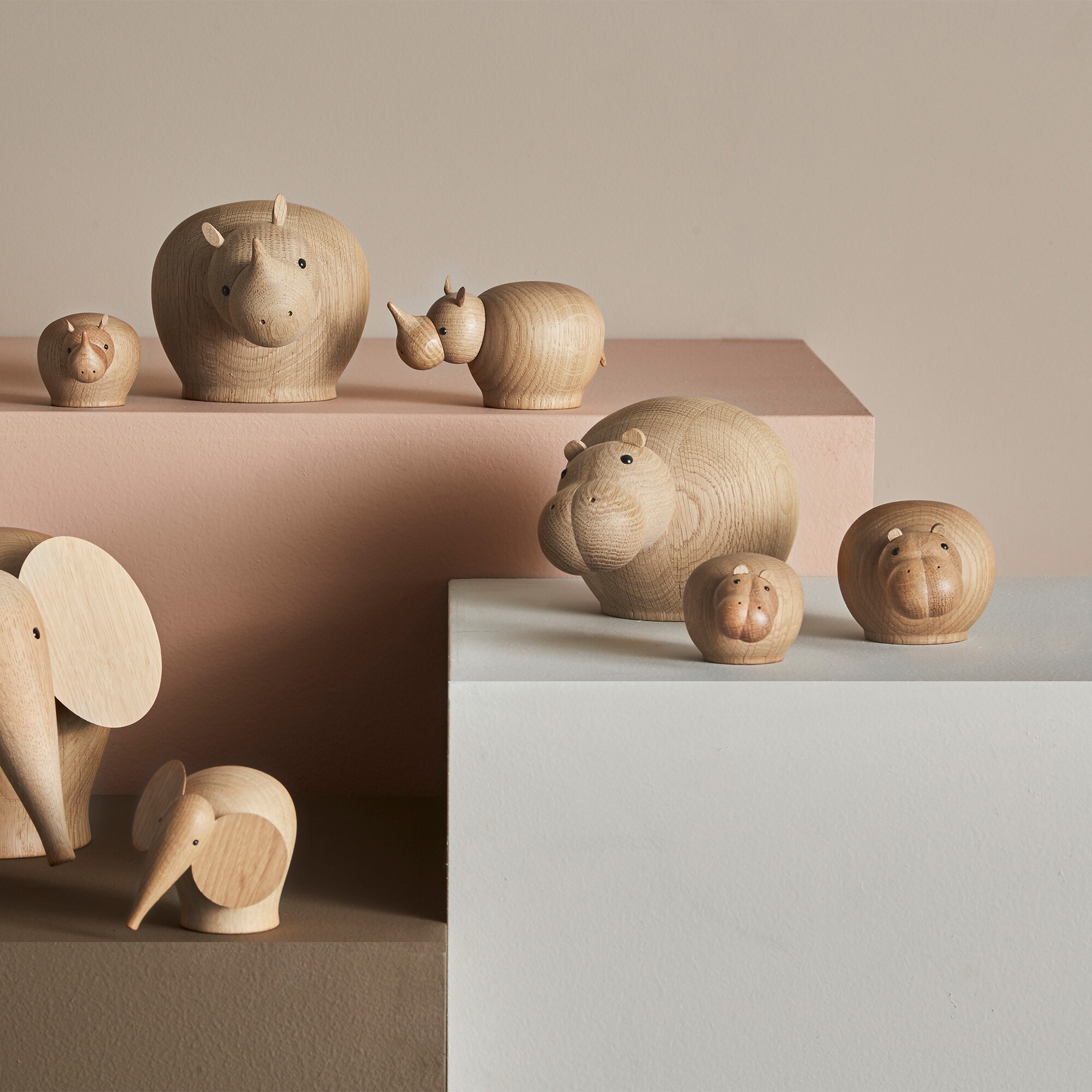 Rina Rhinoceros Wood Figure