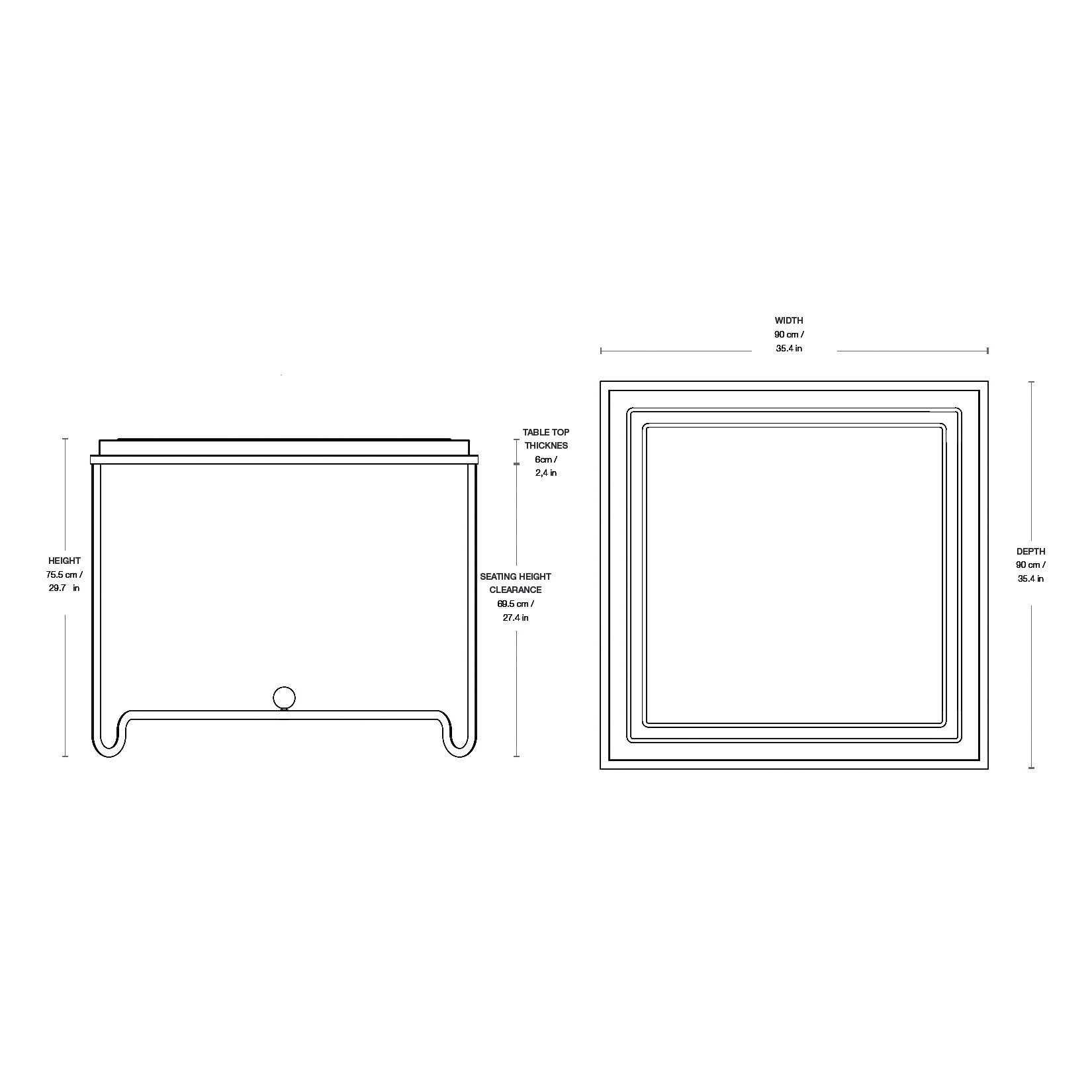 Tropique Garden Dining Table 90x90cm