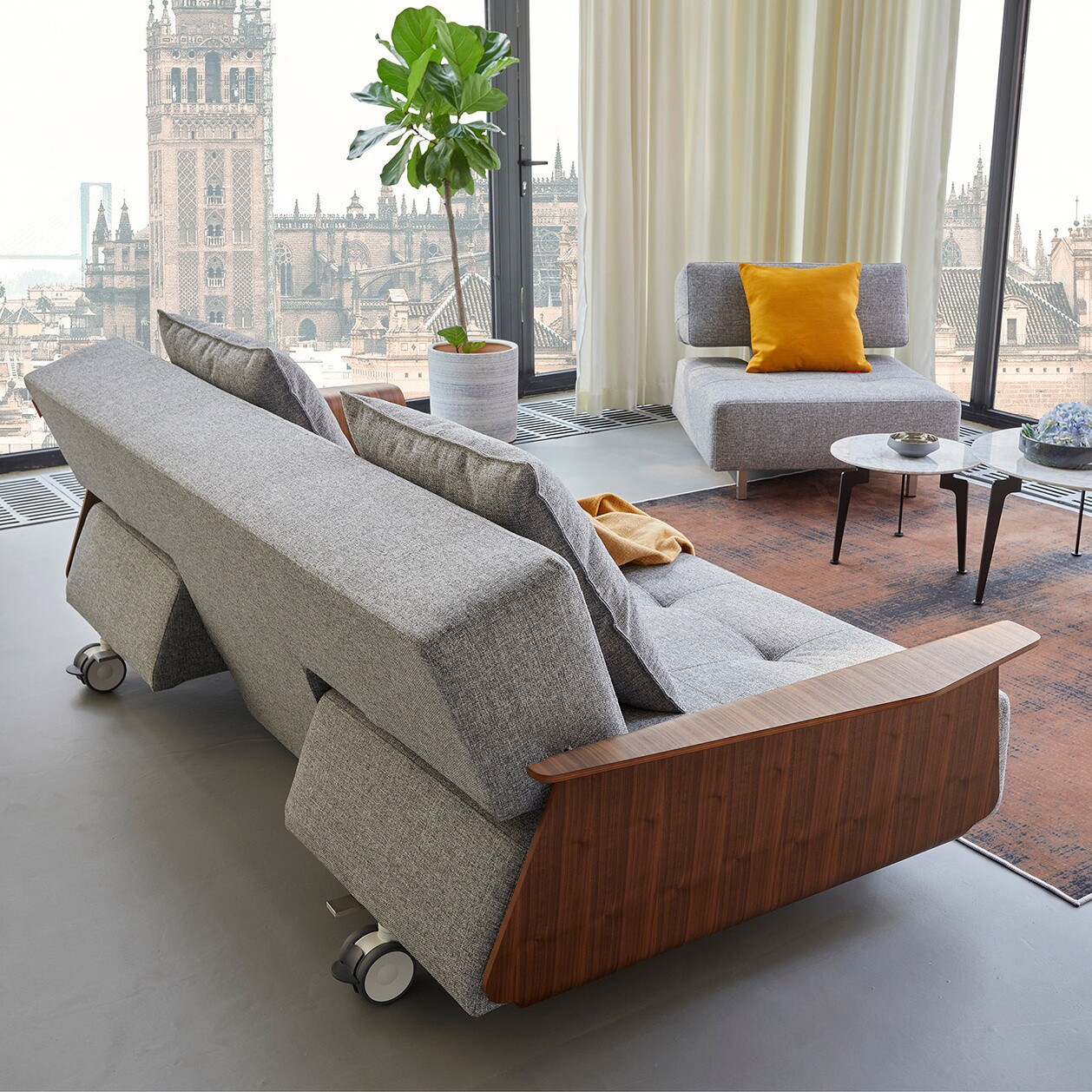 Long Horn Deluxe Excess Sofa Bed with Armrests 245x114cm