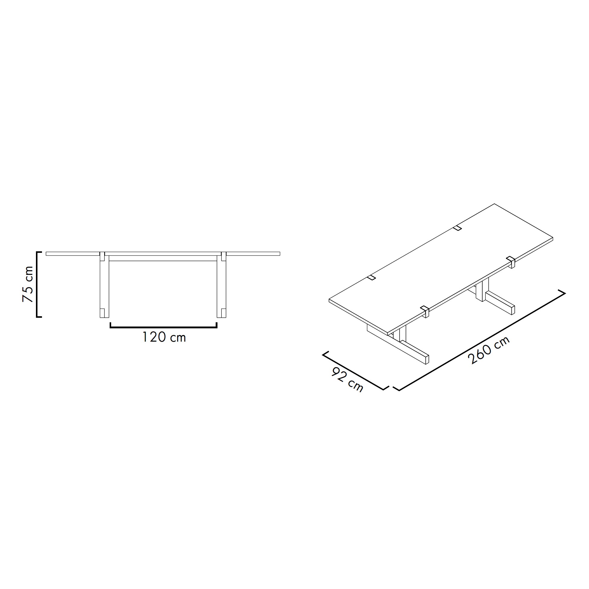 Richter XLarge Dining Table 260x92x75cm