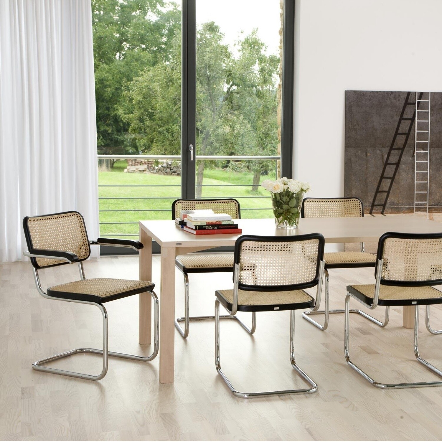 S 64 V Cantilever Armchair with Wickerwork