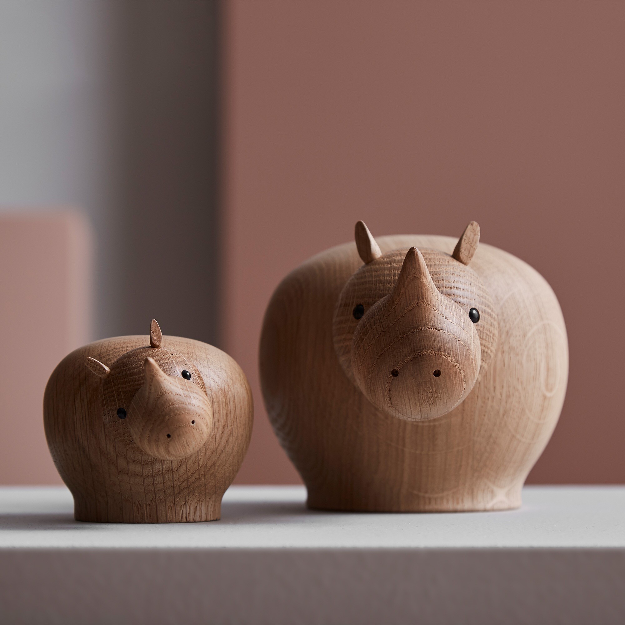 Rina Rhinoceros Wood Figure