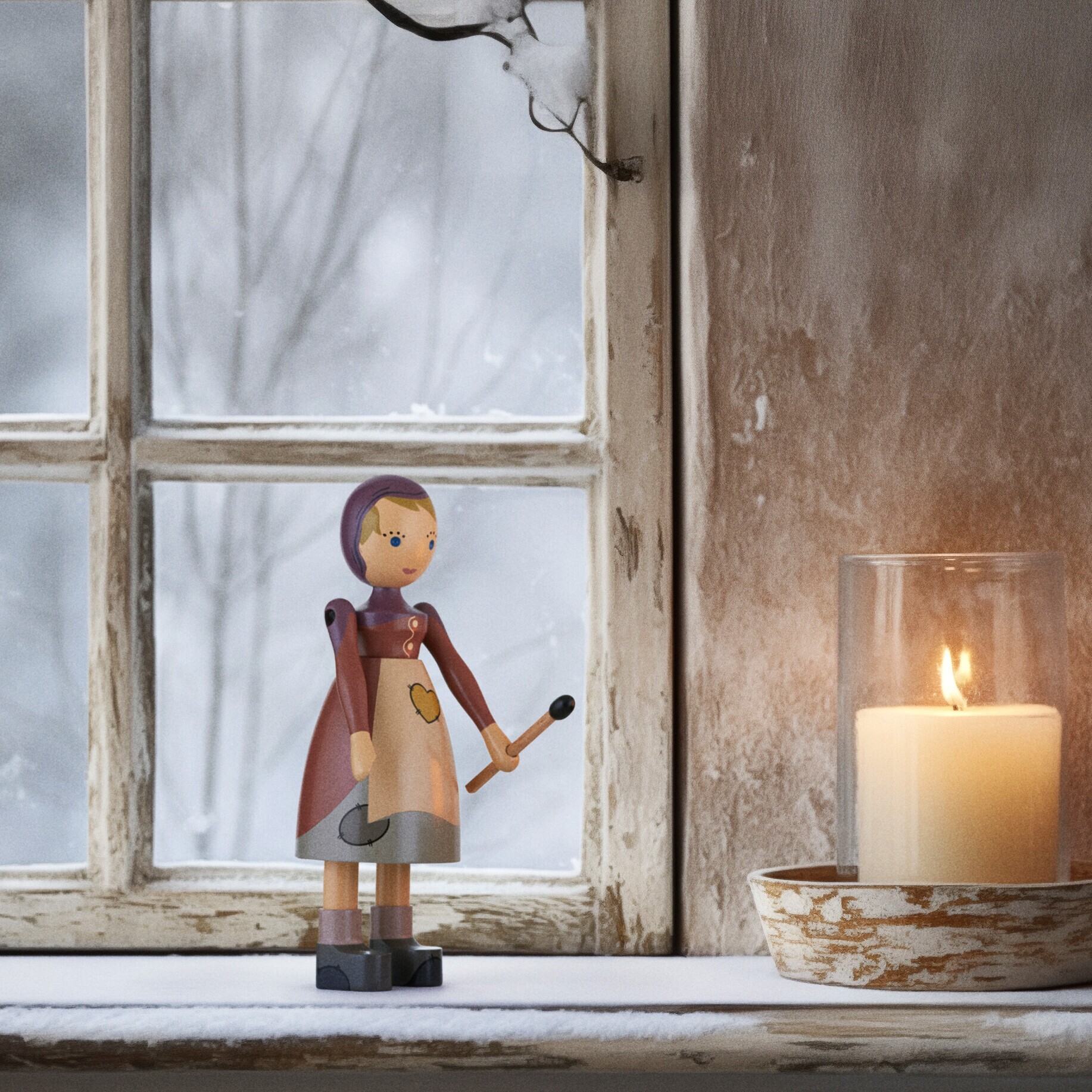 Wooden Figure Girl With Matchstick