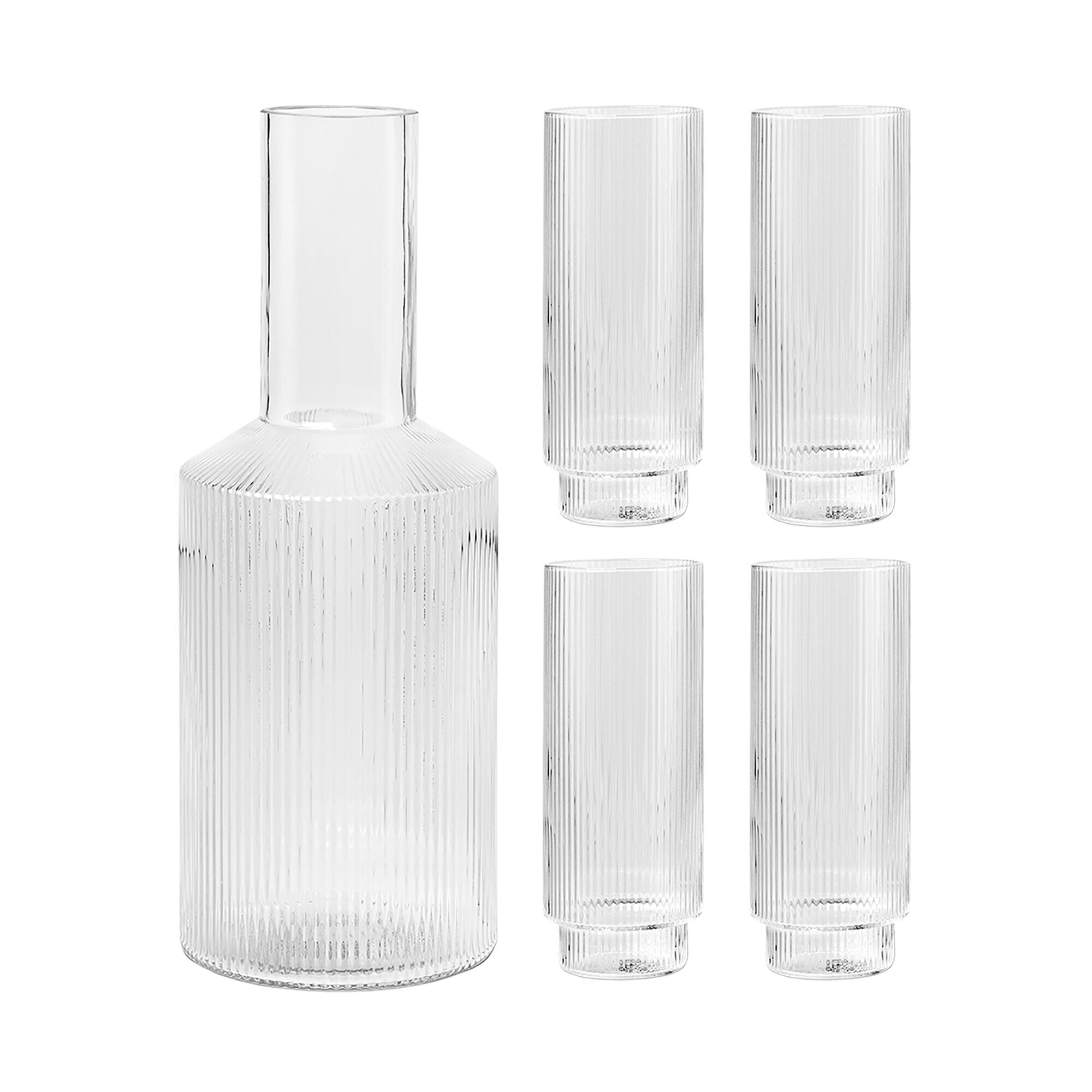 Ripple Caraffe with Longdrink Glasses Set of 4