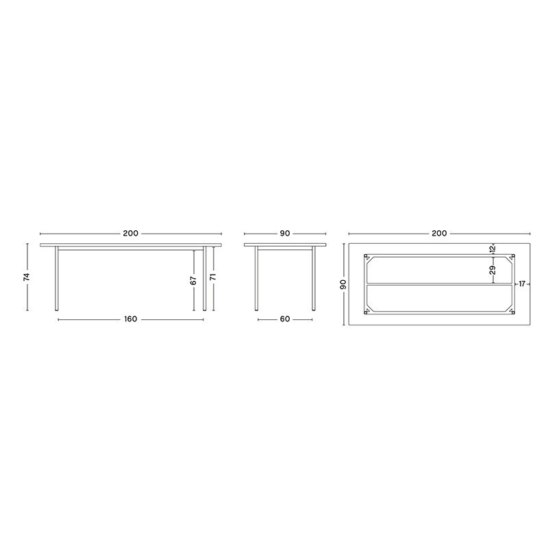 Two-Colour Dining Table Tavolo 200x90x74cm