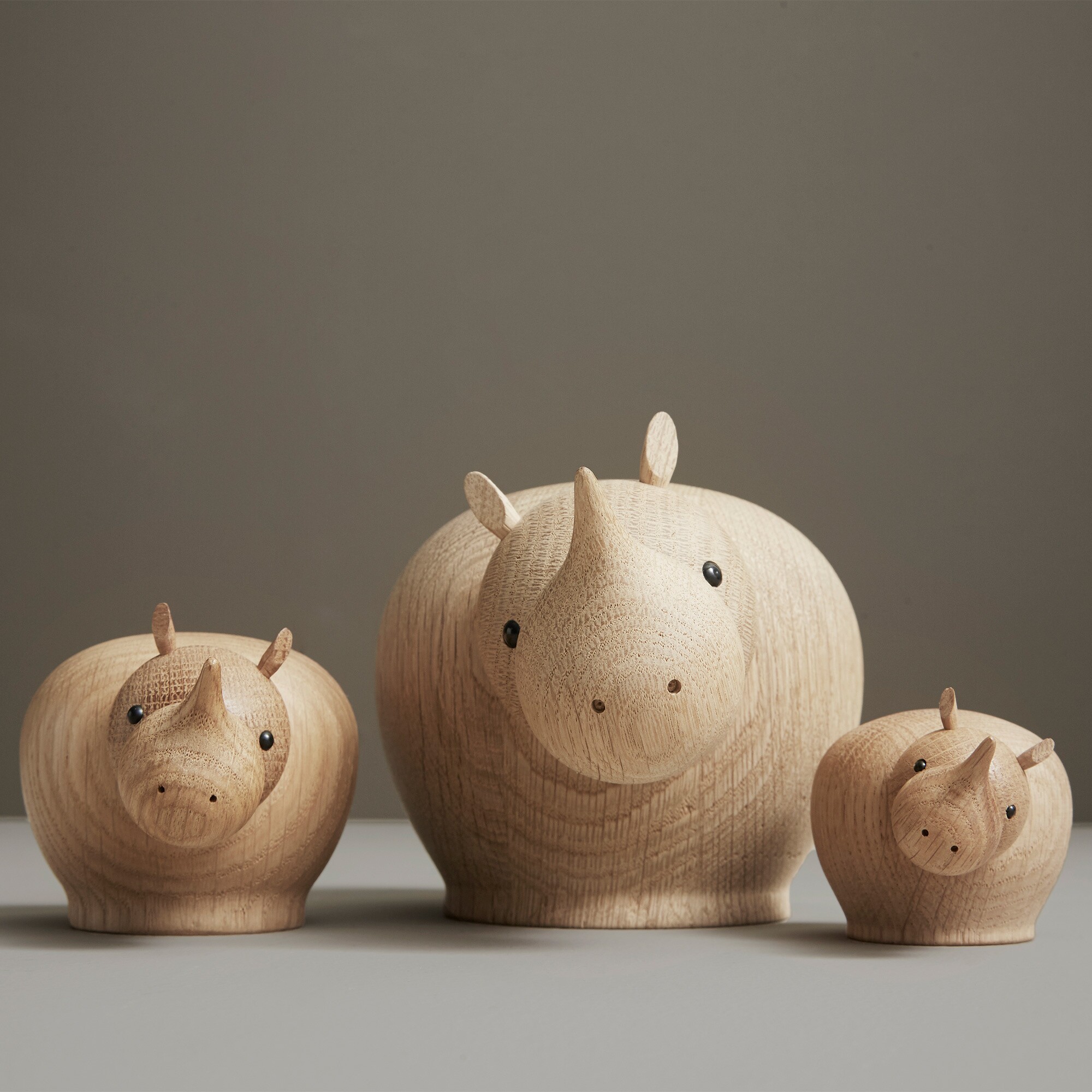 Rina Rhinoceros Wood Figure