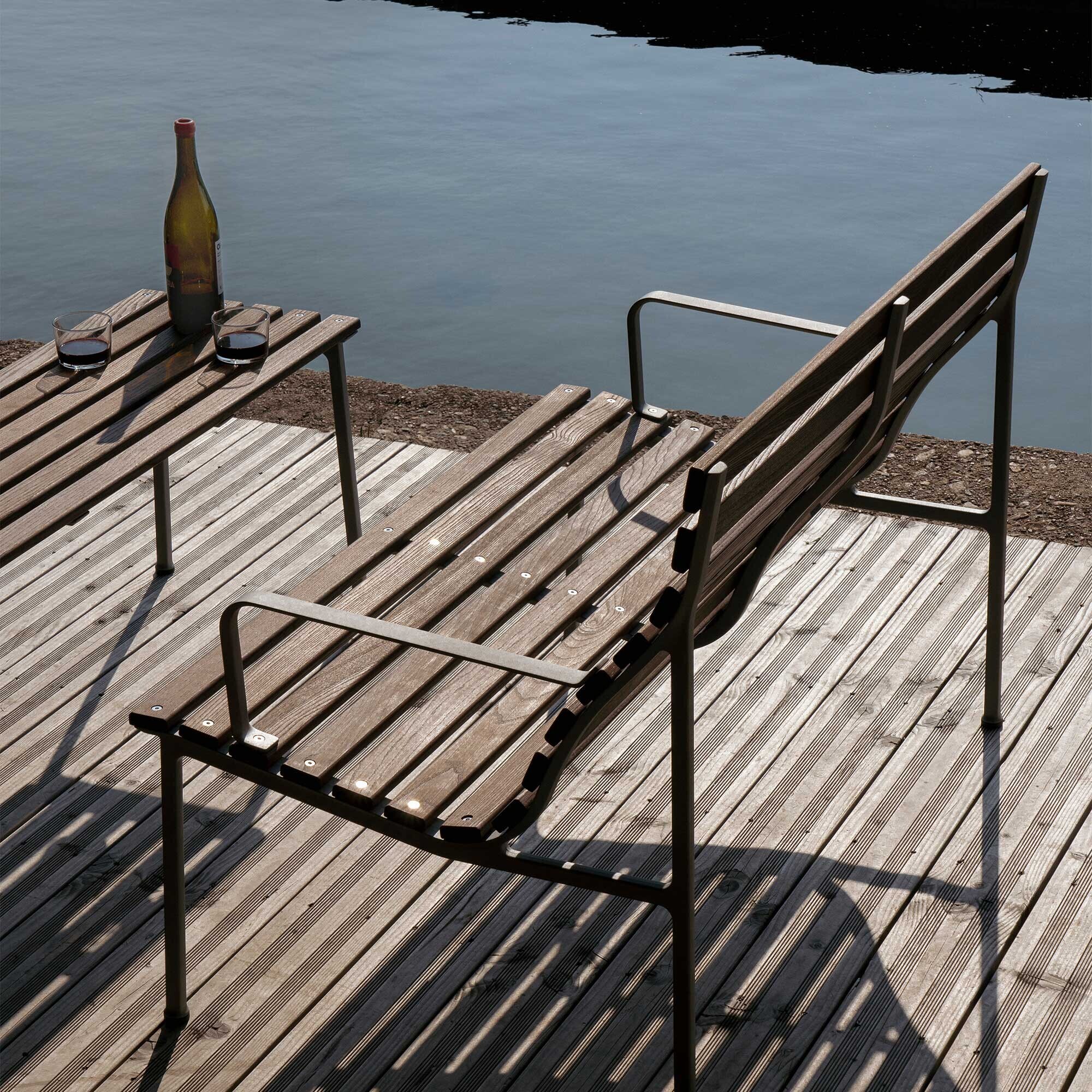 Traverse Outdoor Lounge Bench with Armrests