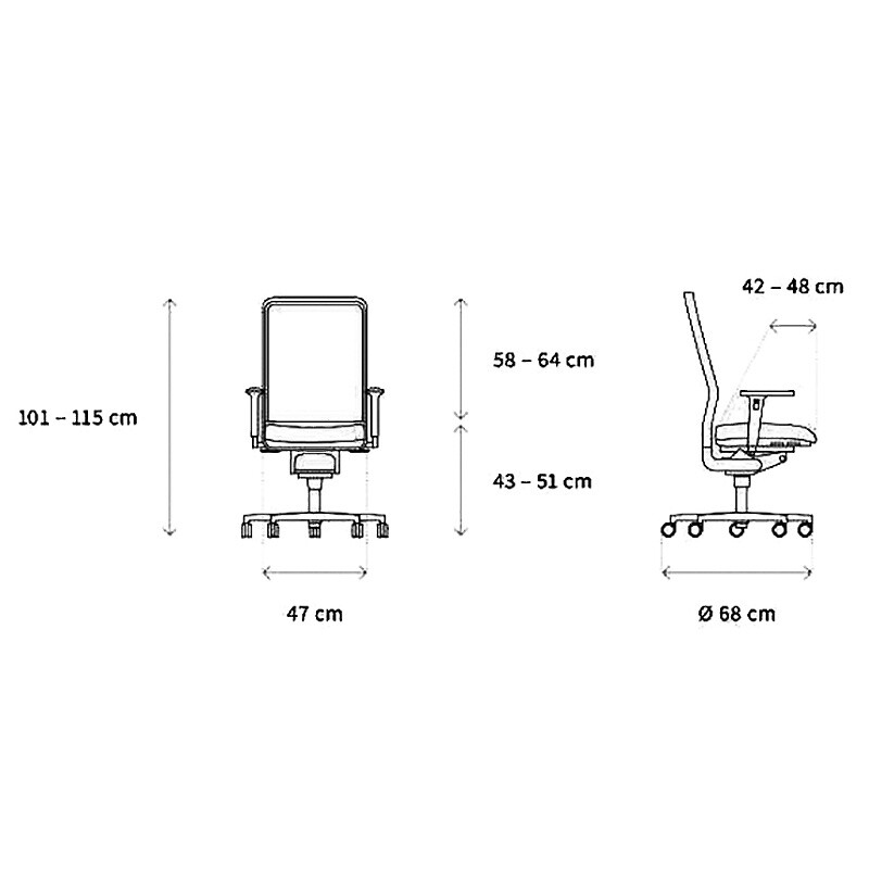 W1C Low Office Chair Backrest Flat Upholstery