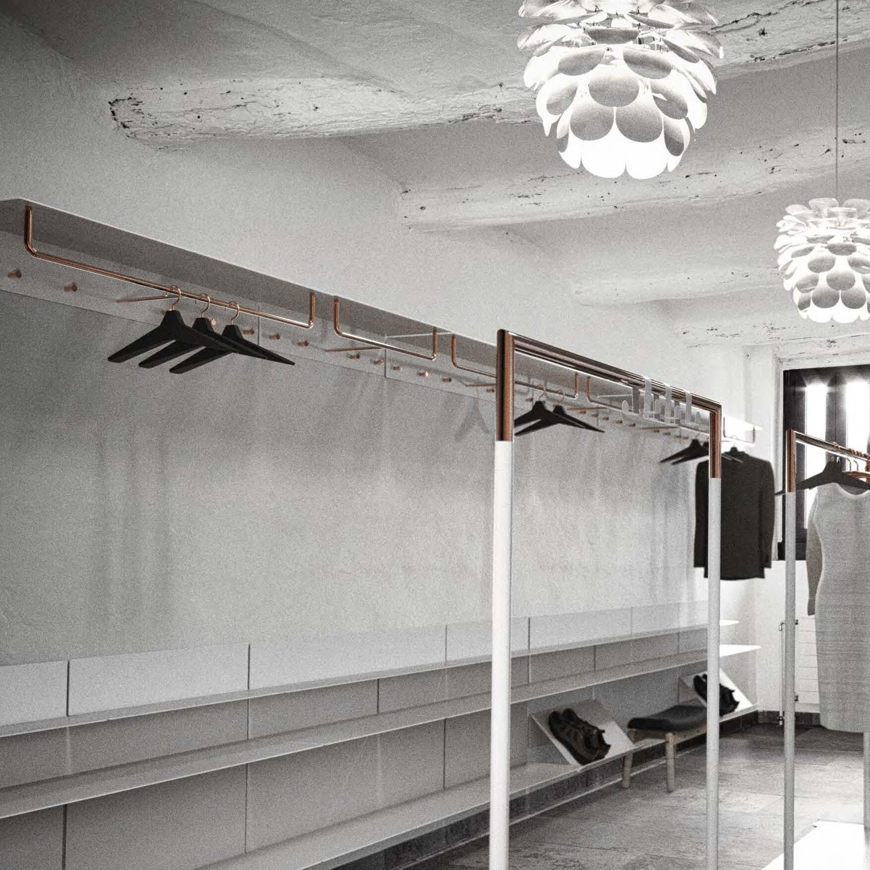 Unu Wall Coat Rack With 6 Hooks & Bar