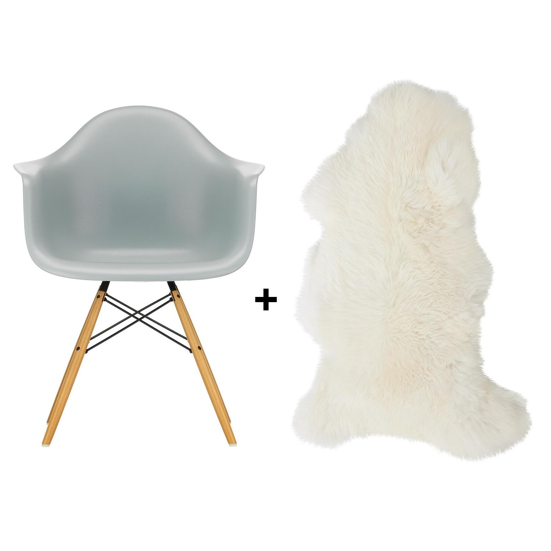 Promotion Set Eames Plastic Armchair DAW RE + Lambskin
