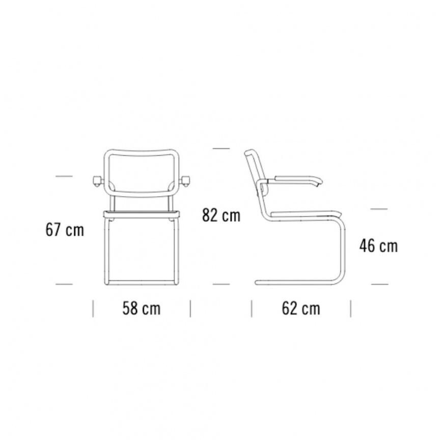 S 64 V Cantilever Armchair with Wickerwork