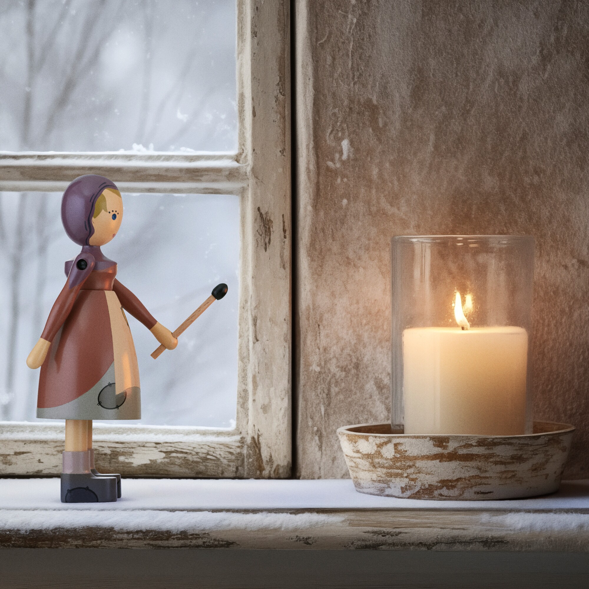 Wooden Figure Girl With Matchstick