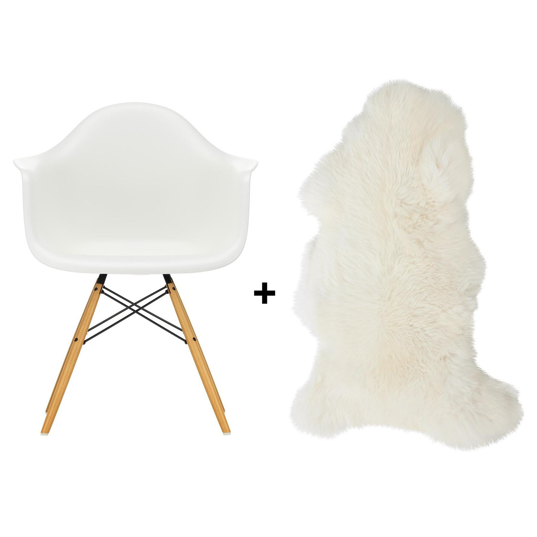 Promotion Set Eames Plastic Armchair DAW + free Lambskin