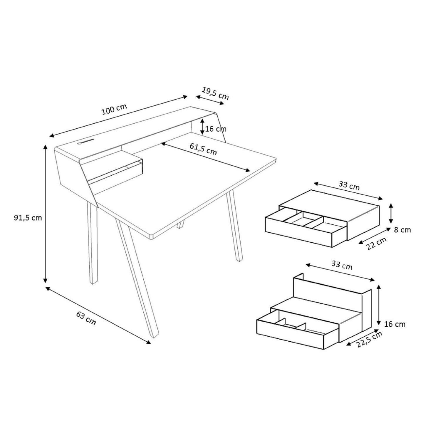 PS04 Secretaire 100x63x91.5cm Frame Oak