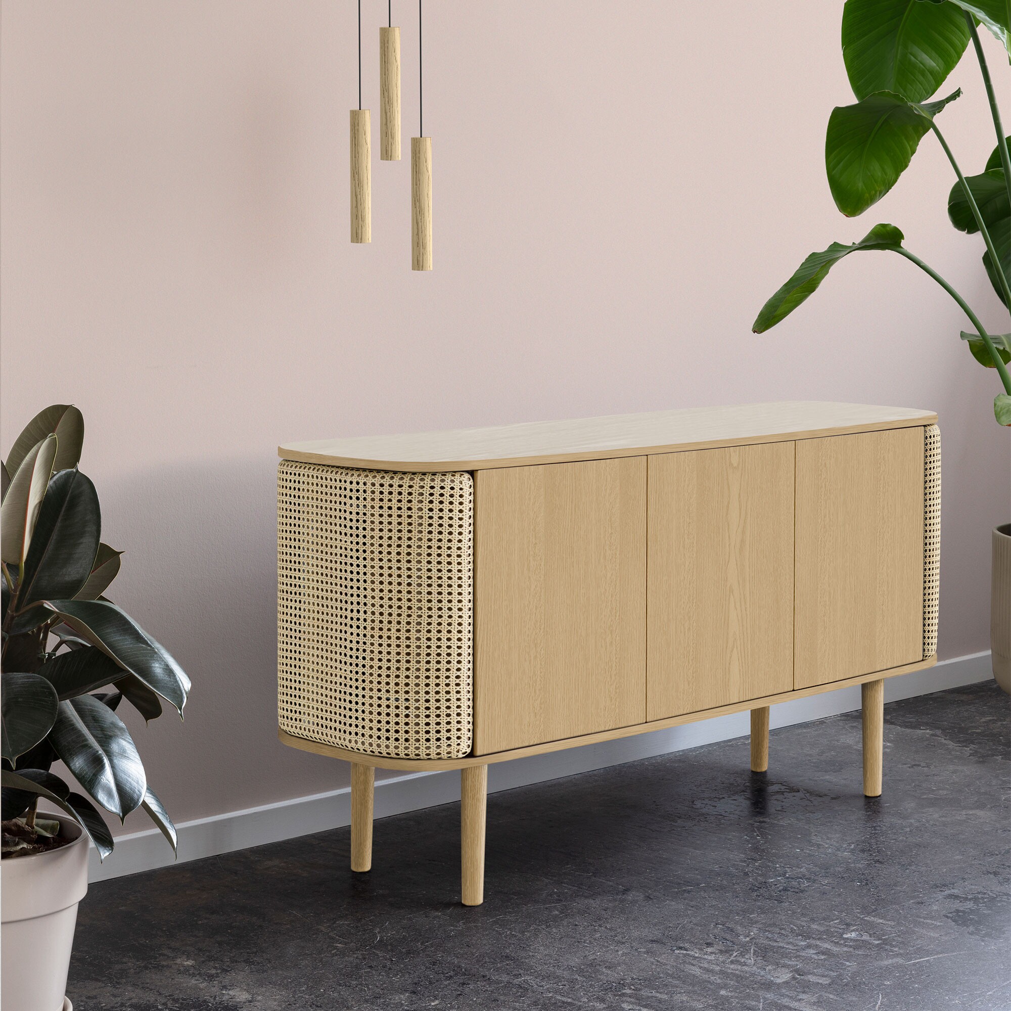 Treasures Sideboard with 3 Doors Viennese Wickerwork