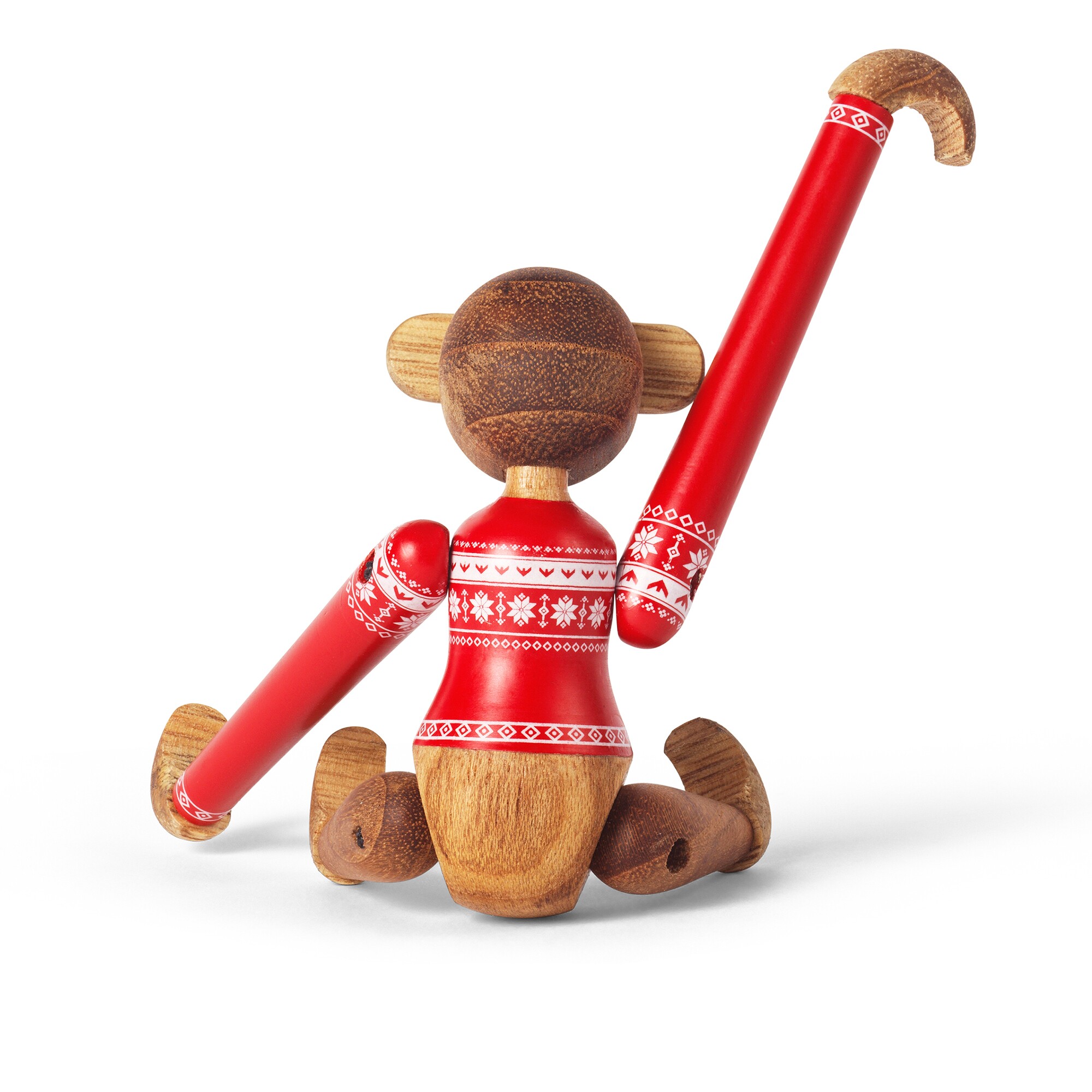 Wooden Figurine Monkey Small  with Christmas Jumper