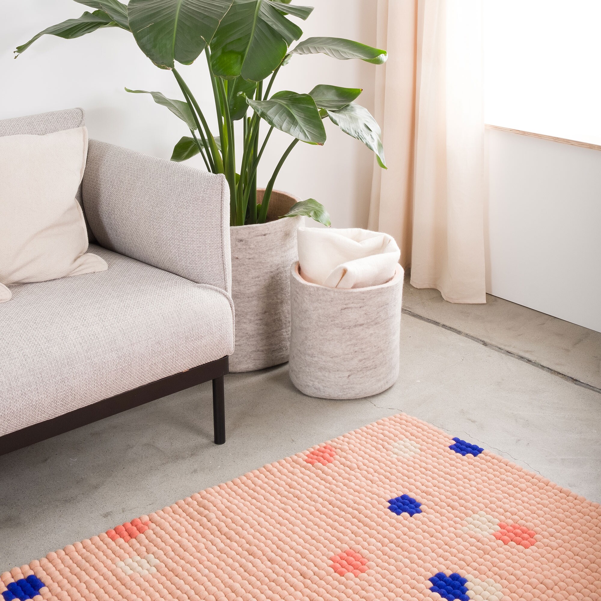 Terra Rose Felt Ball Rug rectangular