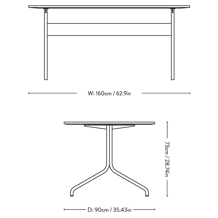 Pavilion AV18 Desk 90x160cm Frame Chrome